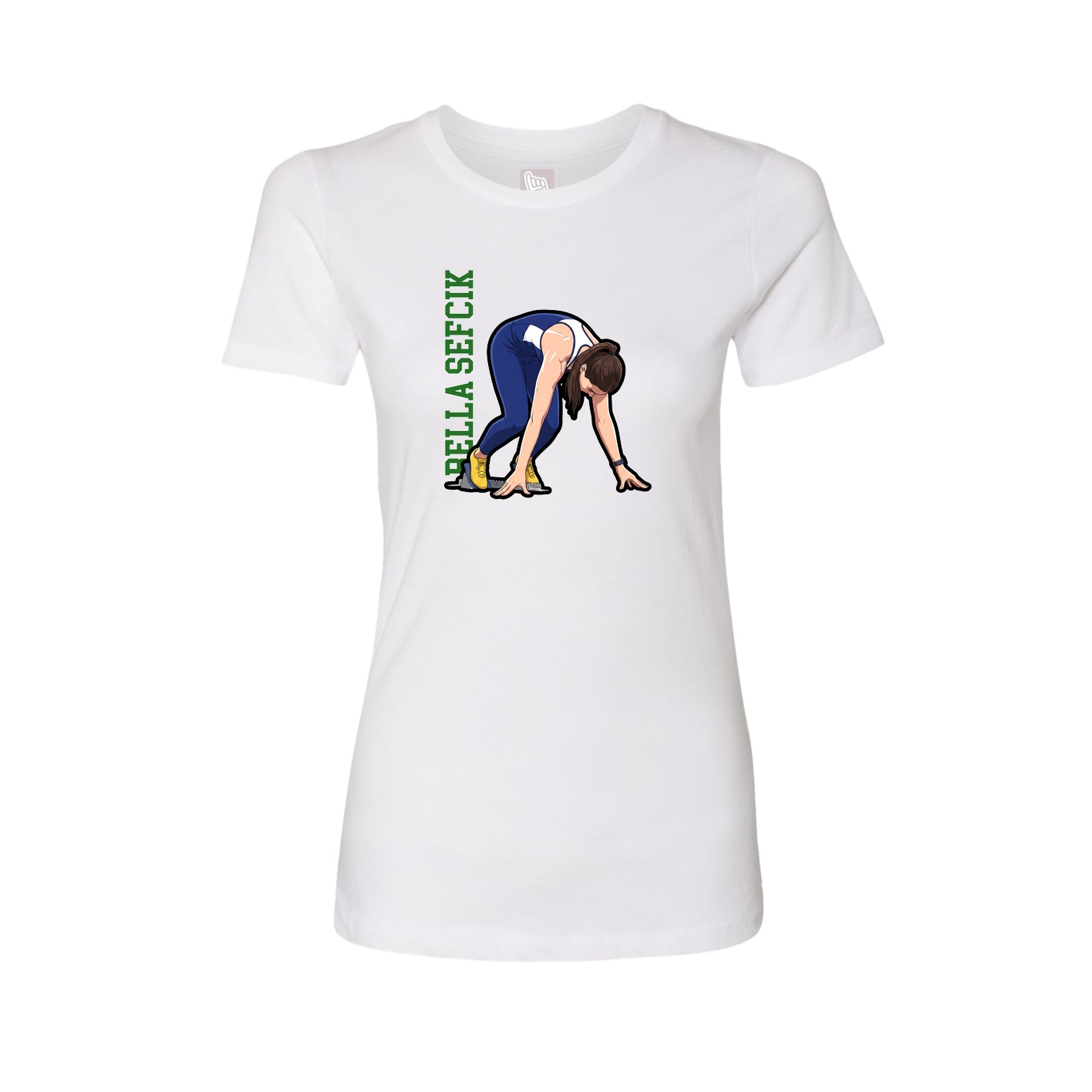 Fitted Women's Tee — Name Vertical in White