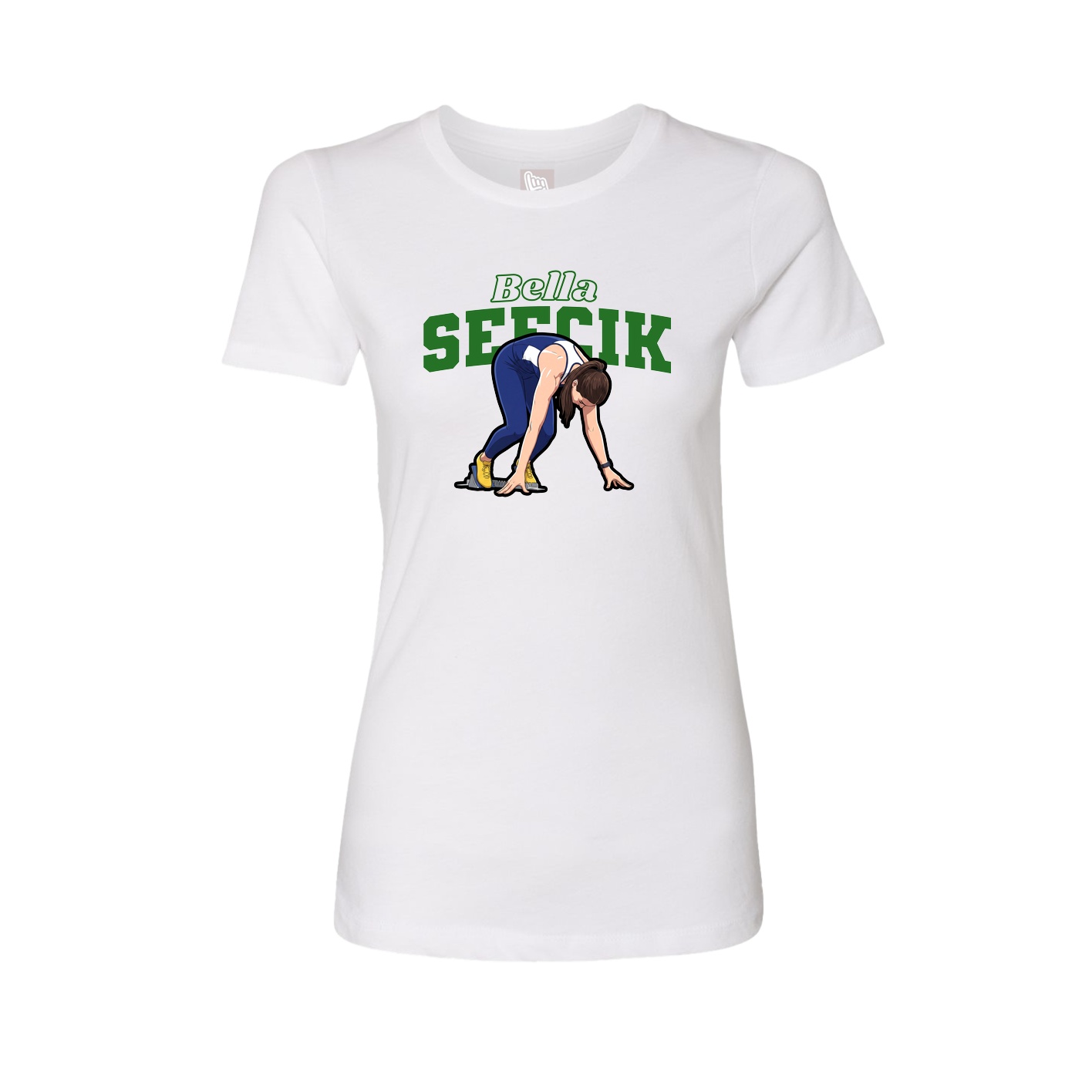 Fitted Women's Tee — Name Arch in White