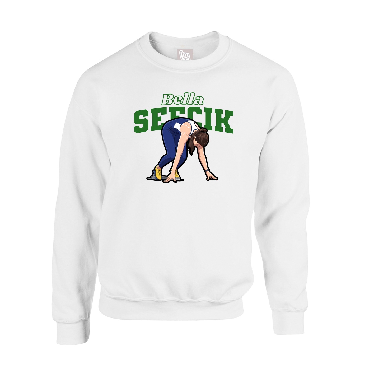 Fleece Crew — Name Arch in White