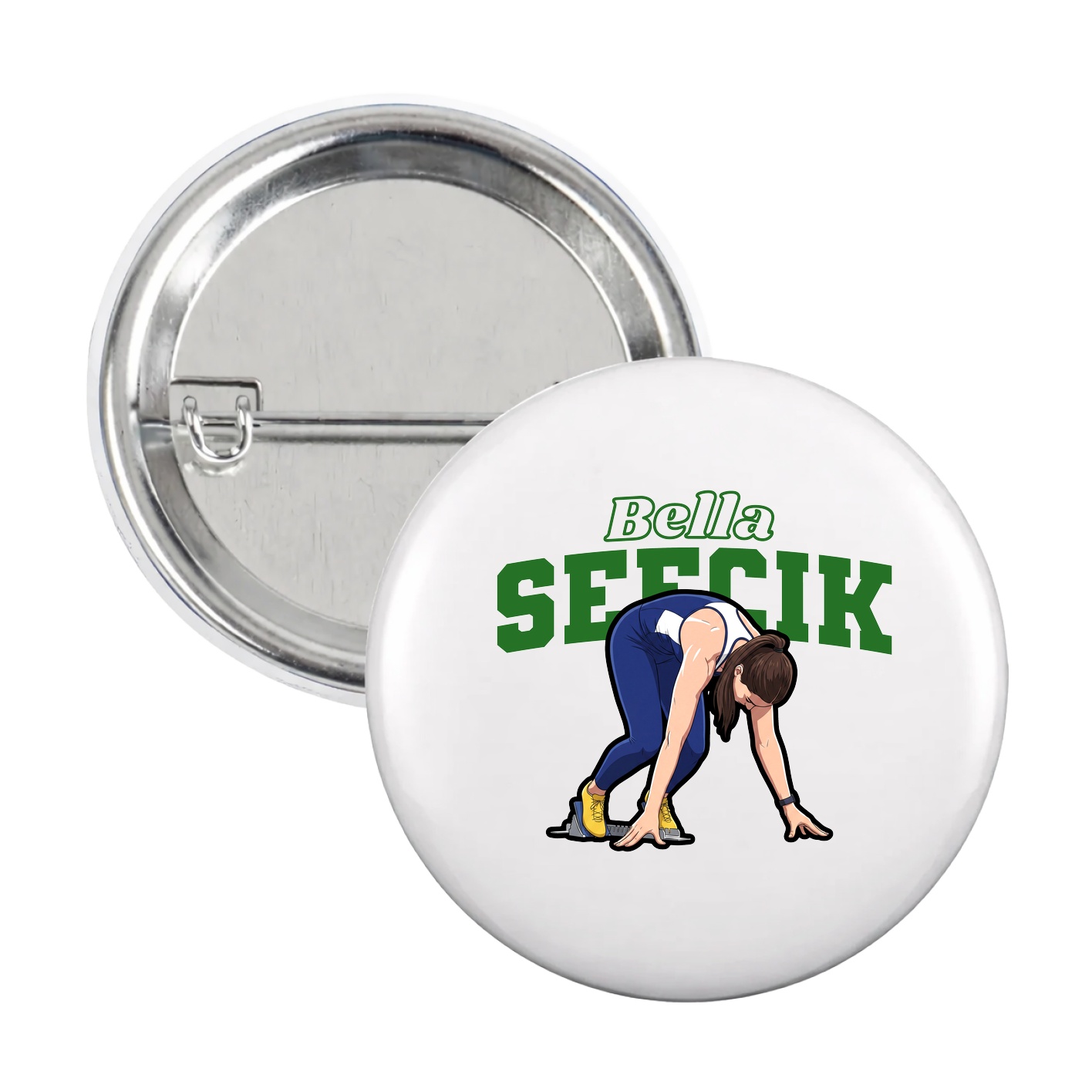 Game Day Button — Name Arch in White