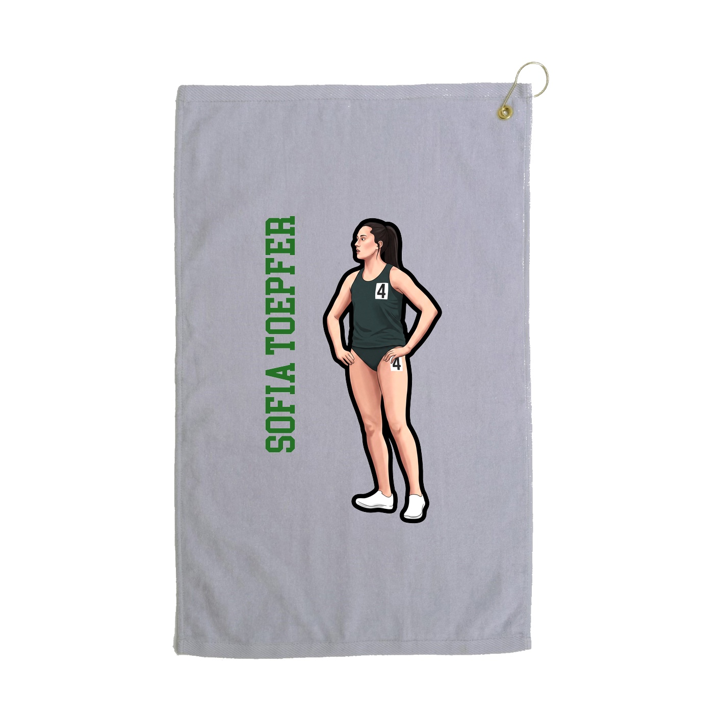 Golf Towel — Name Vertical in Grey