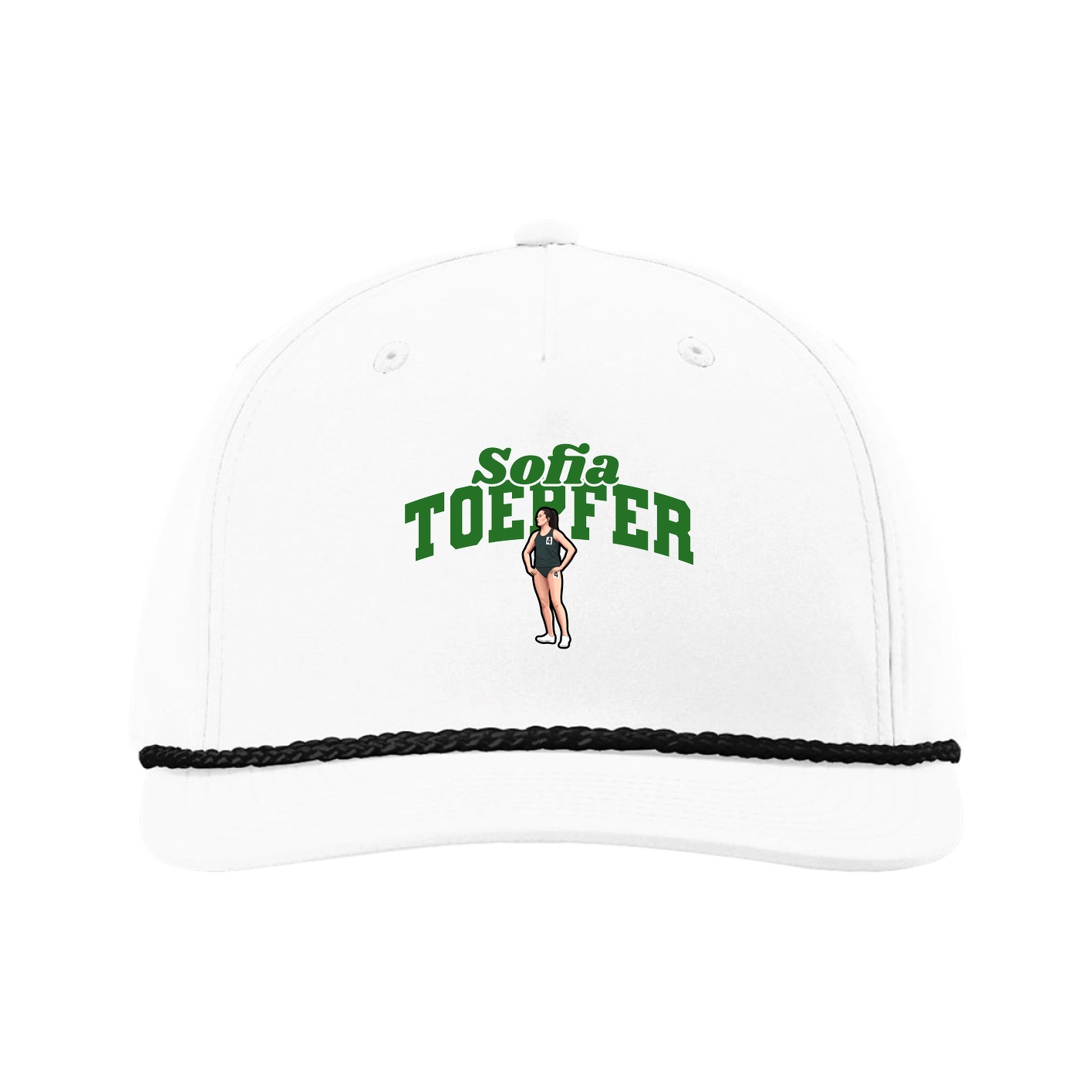 Five-Panel Classic Rope Cap — Signature Arch in White