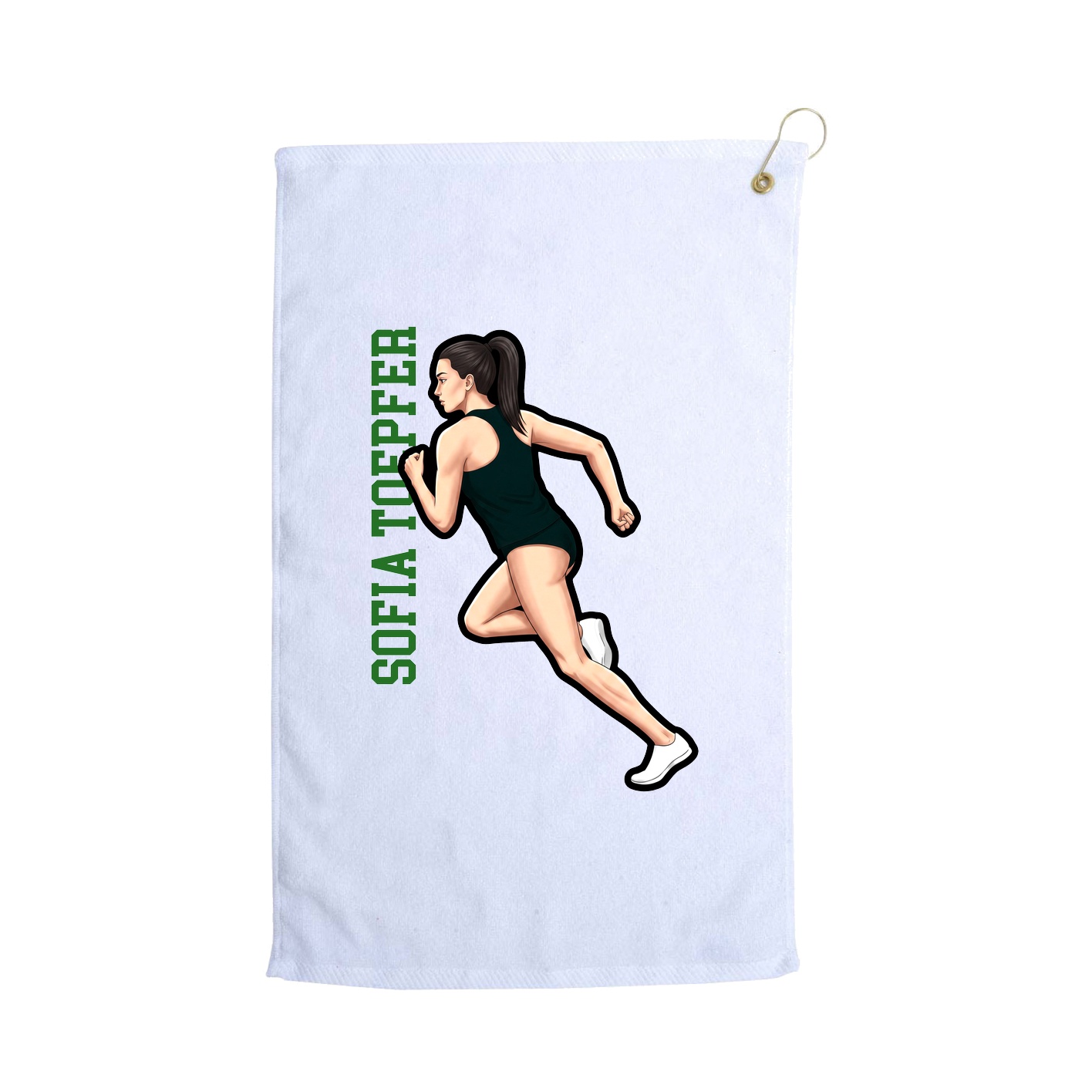 Golf Towel — Name Vertical in White