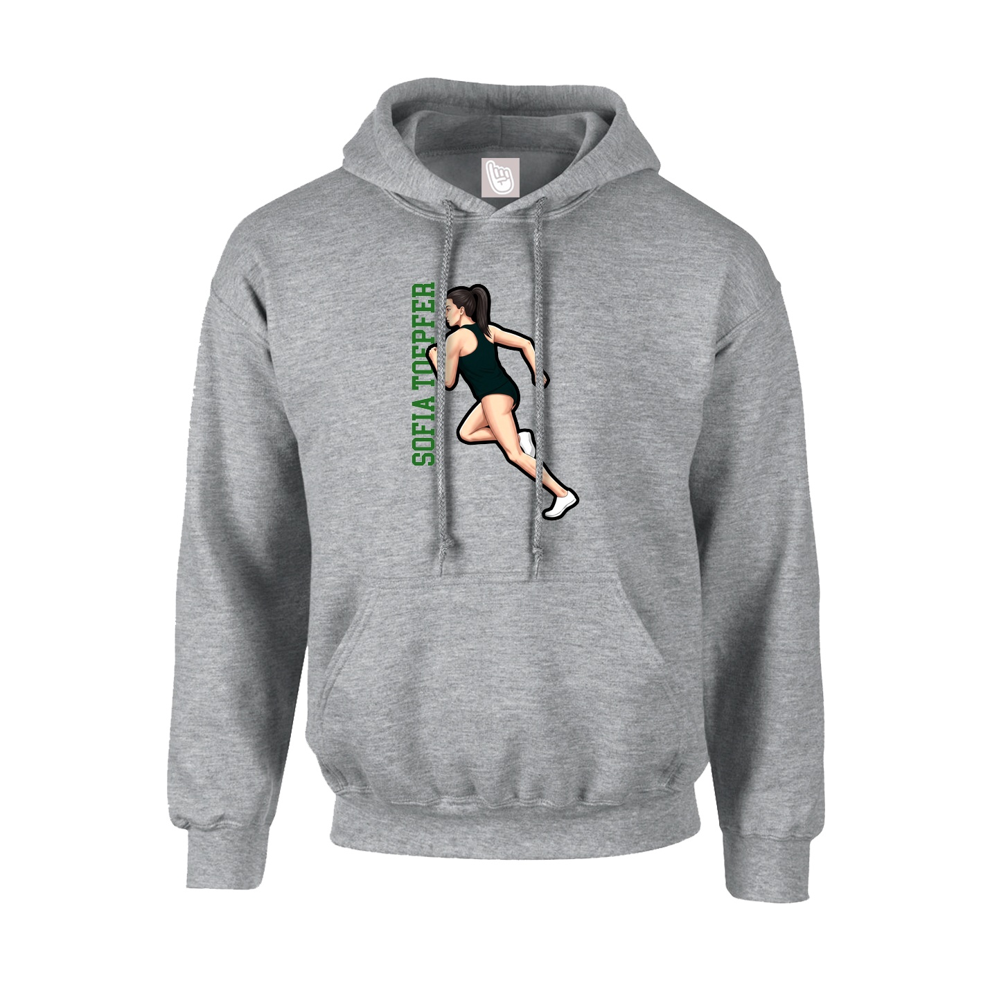 Youth Hoodie — Name Vertical in Grey