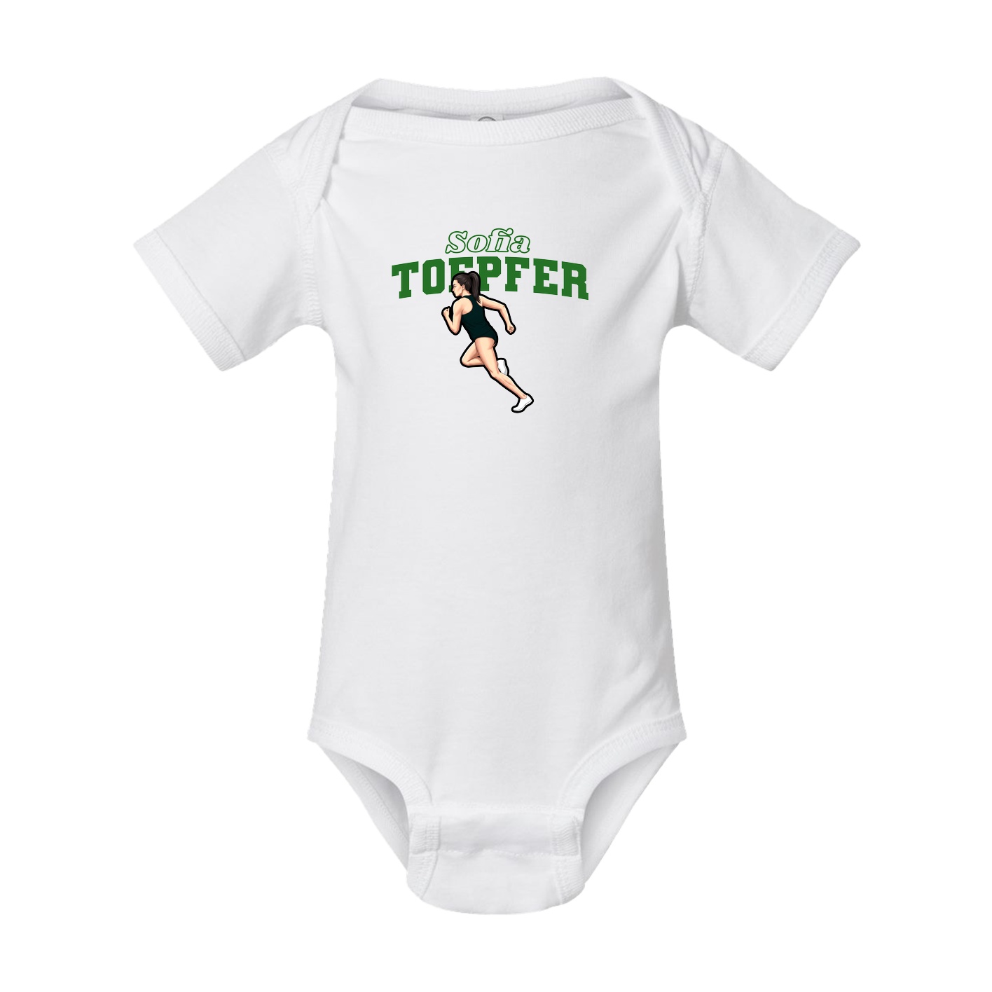 Baby Onesie — Name Arch in White