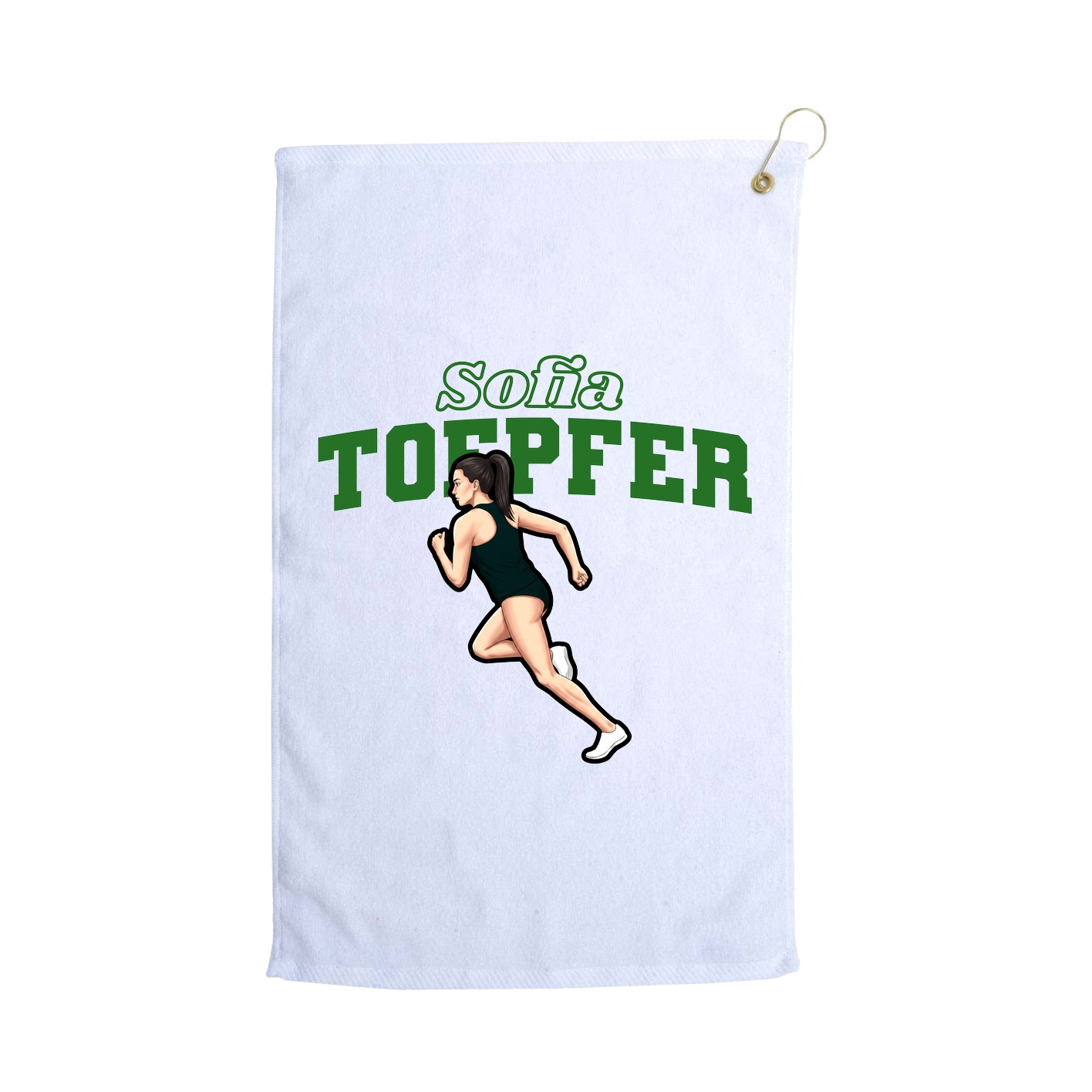 Golf Towel — Name Arch in White