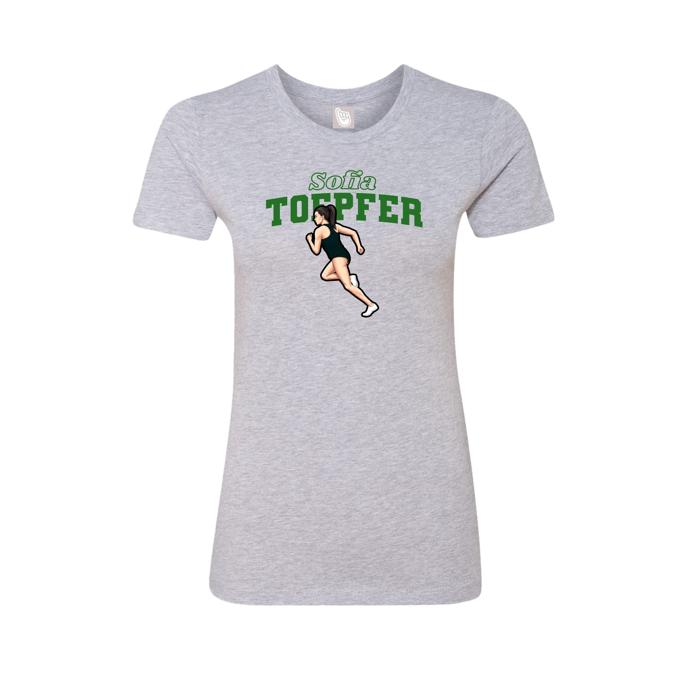 Fitted Women's Tee — Name Arch in Grey