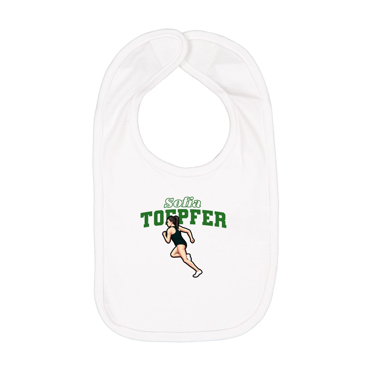 Infant Bib — Name Arch in White