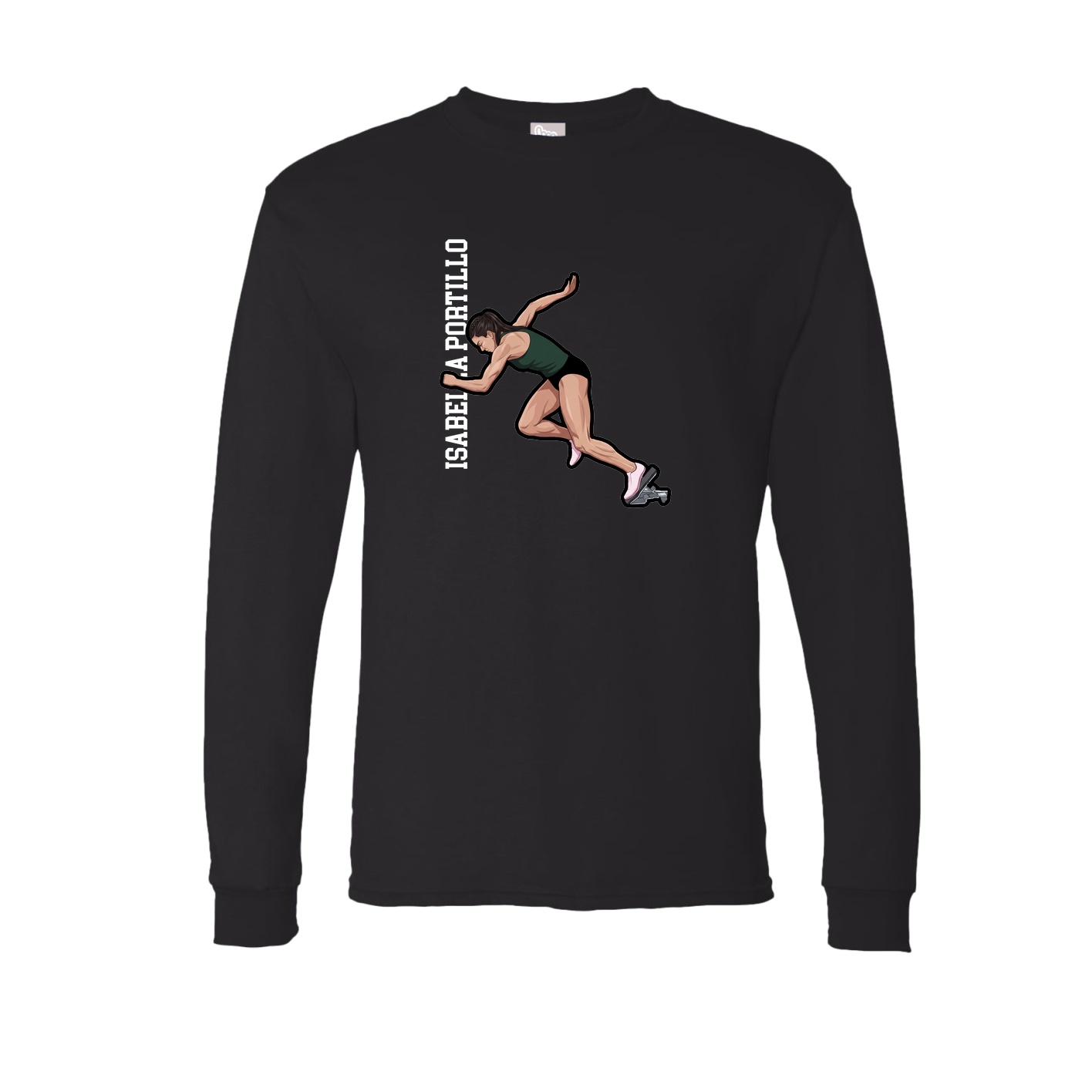 Long Sleeve Tee — Name Vertical in Black