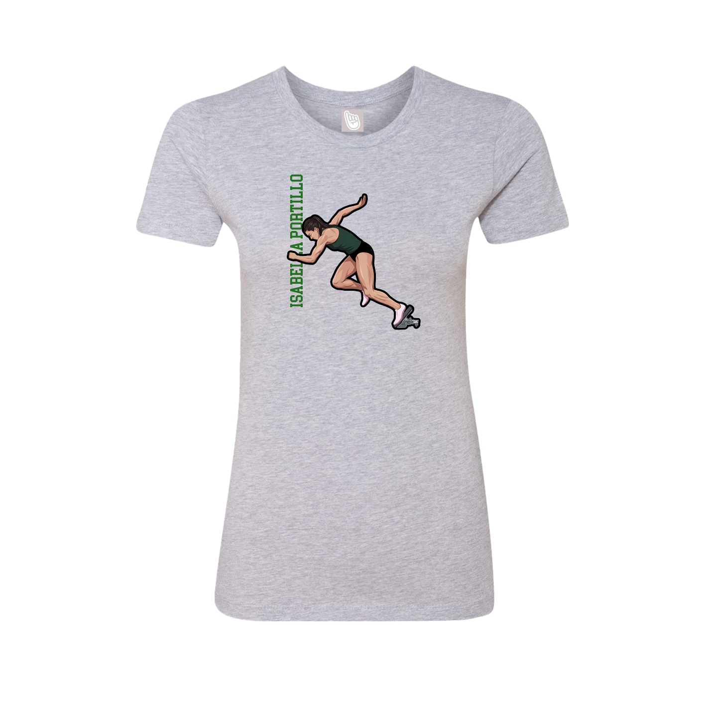 Fitted Women's Tee — Name Vertical in Grey