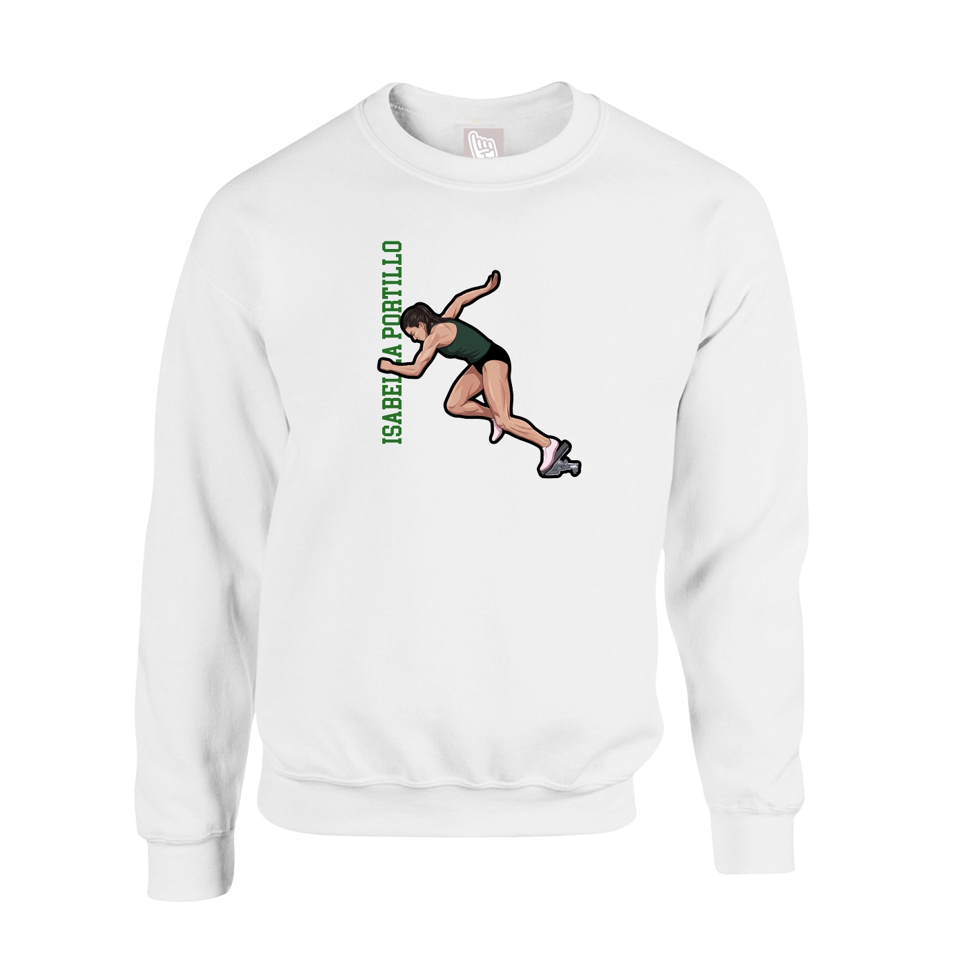 Fleece Crew — Name Vertical in White