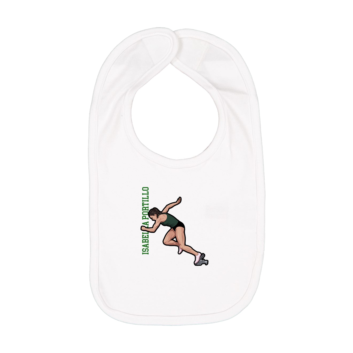 Infant Bib — Name Vertical in White