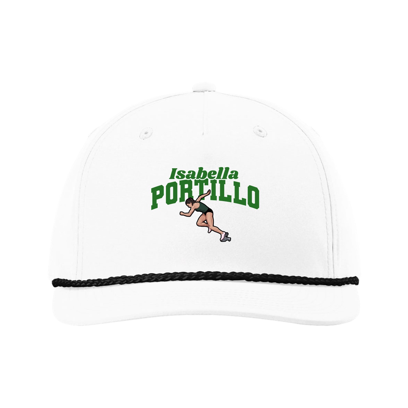 Five-Panel Classic Rope Cap — Signature Arch in White