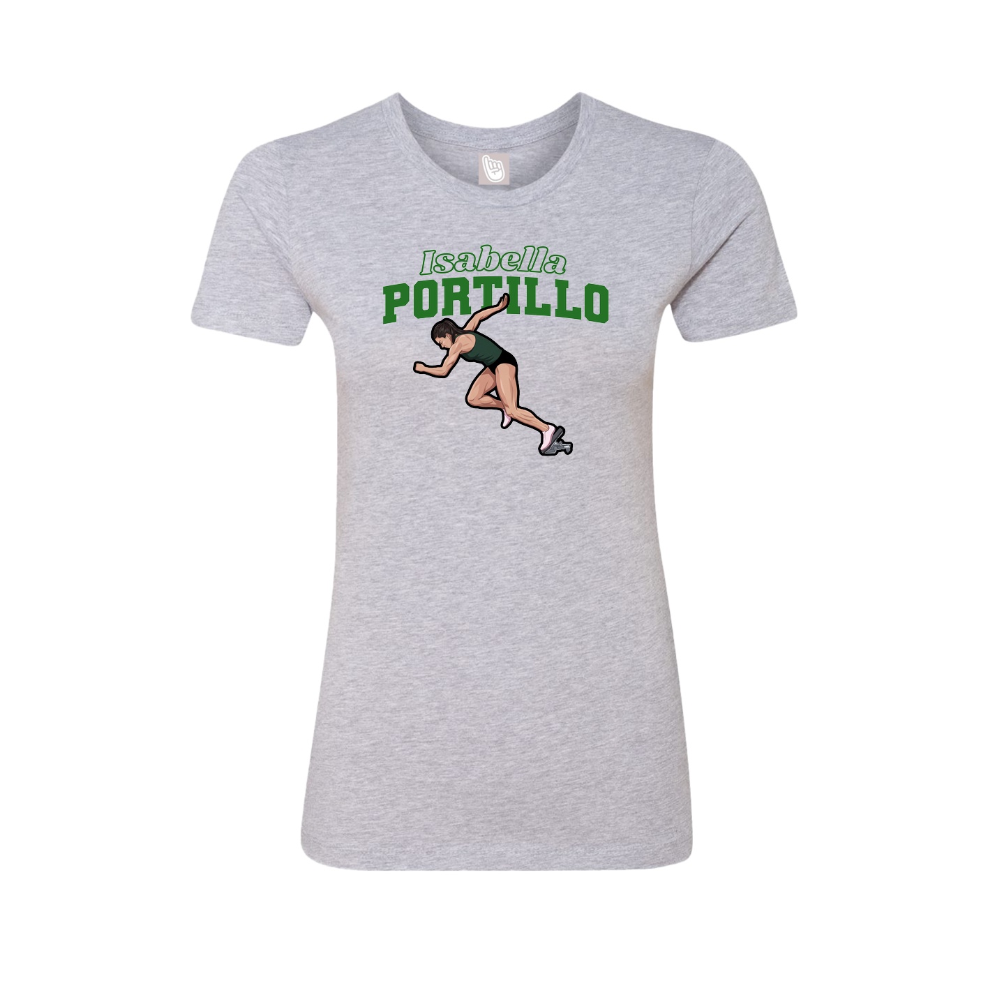 Fitted Women's Tee — Name Arch in Grey
