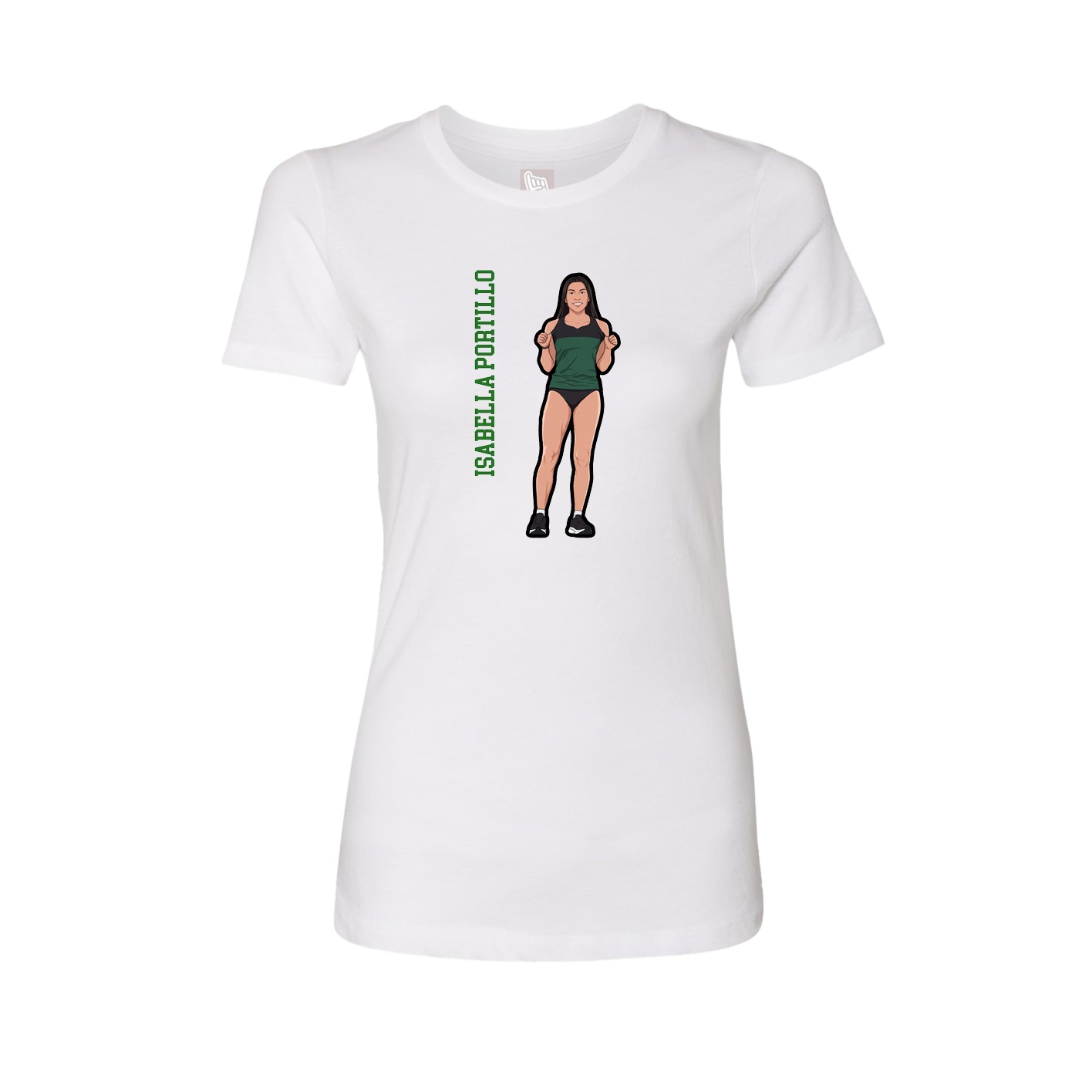 Fitted Women's Tee — Name Vertical in White