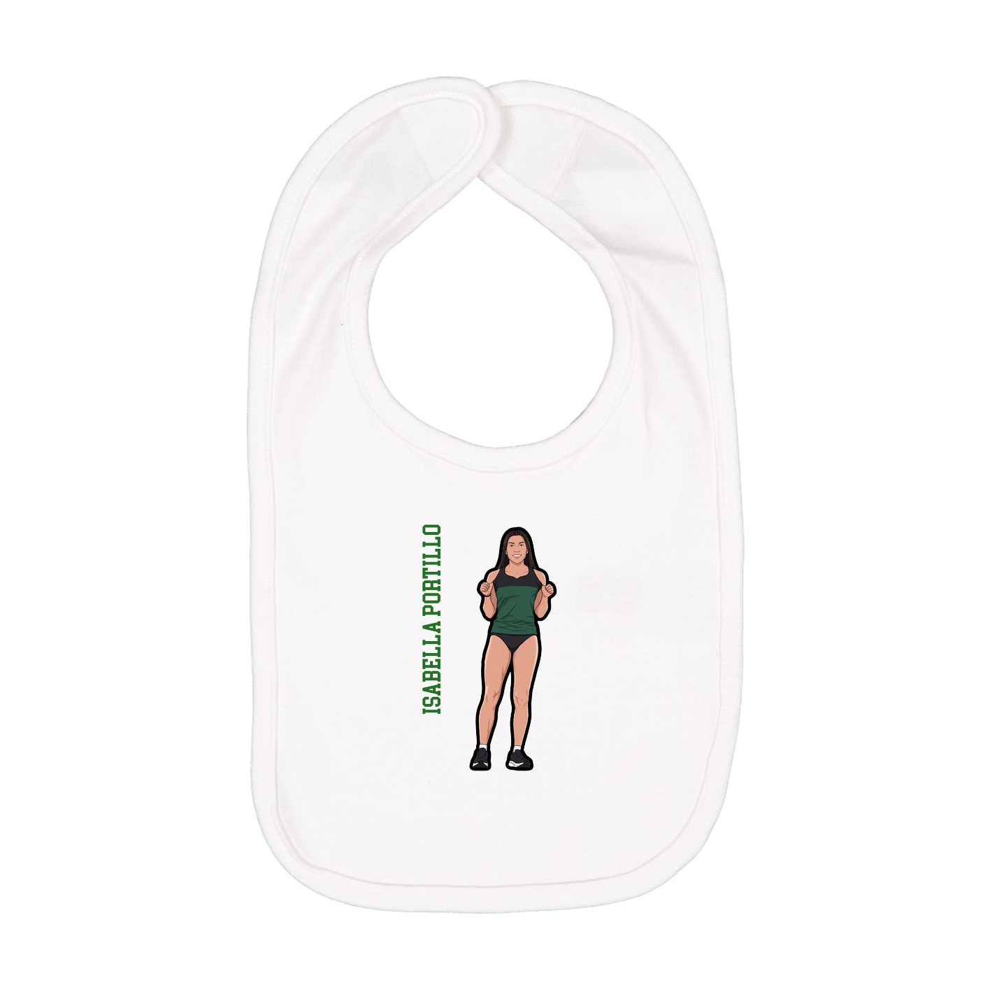 Infant Bib — Name Vertical in White