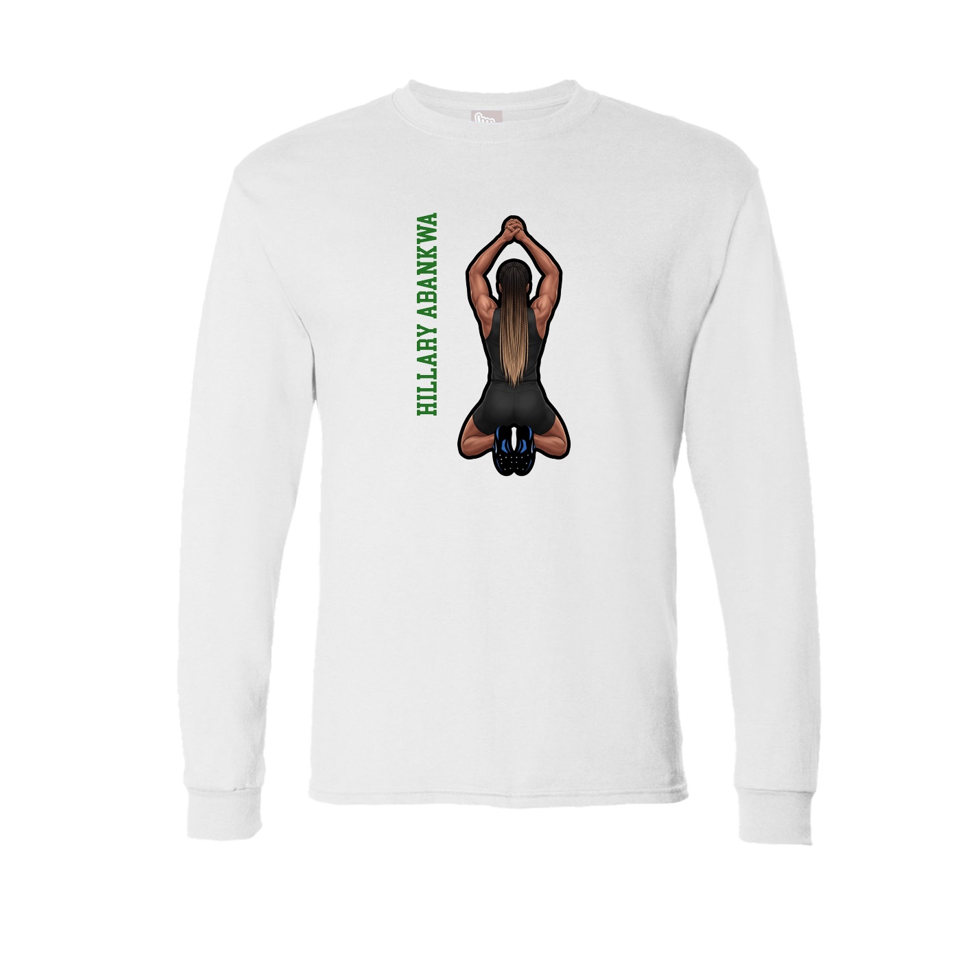 Long Sleeve Tee — Name Vertical in White
