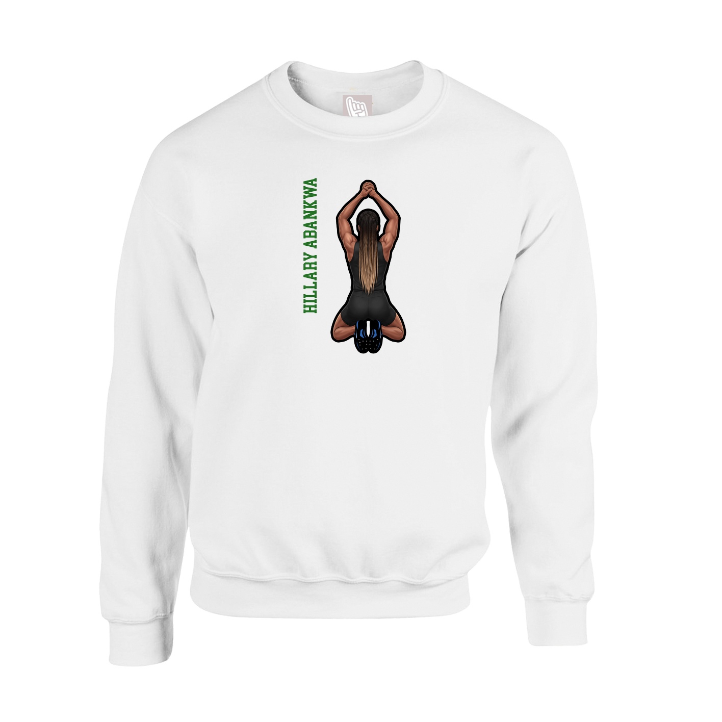 Fleece Crew — Name Vertical in White