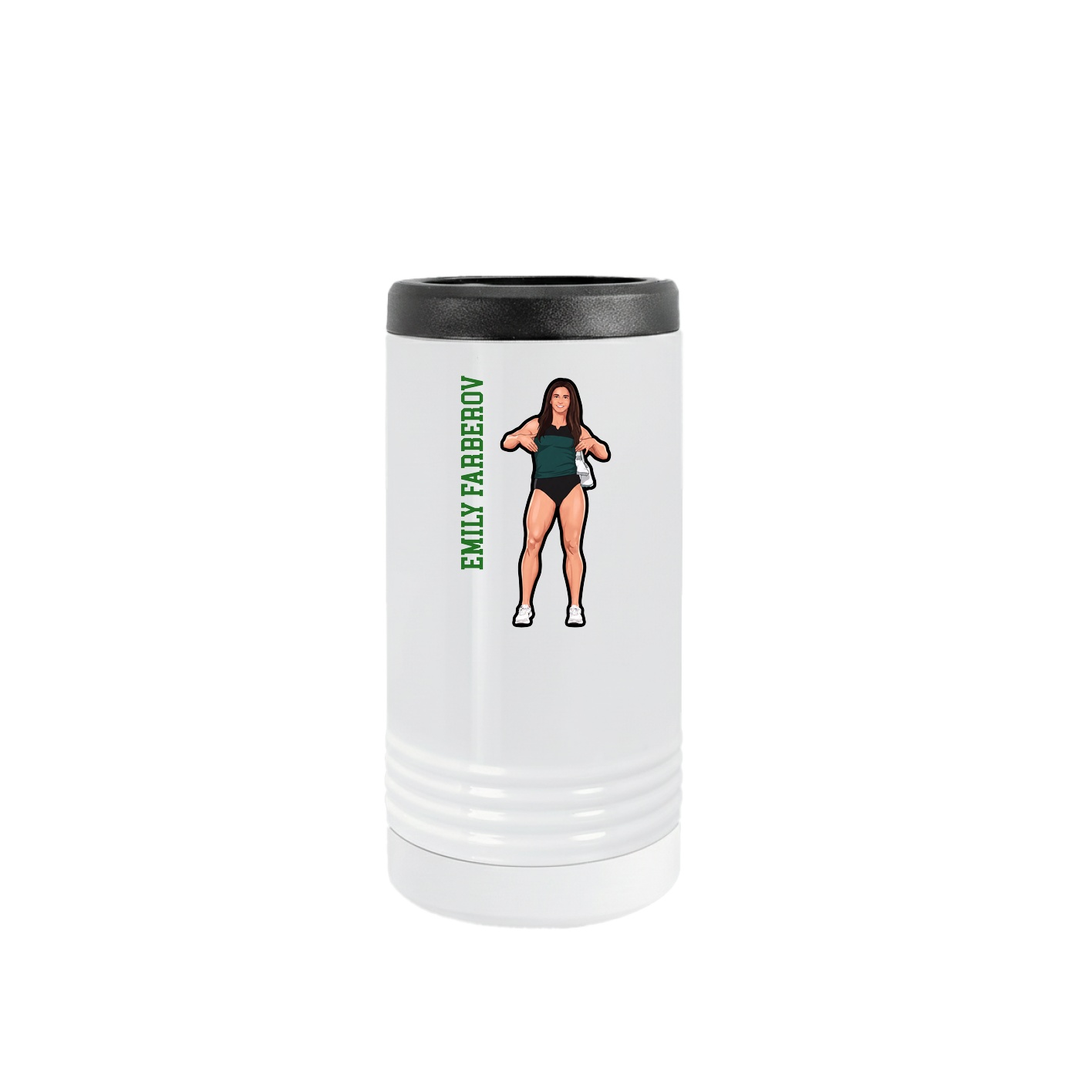 Slim Beverage Holder — Name Vertical in White