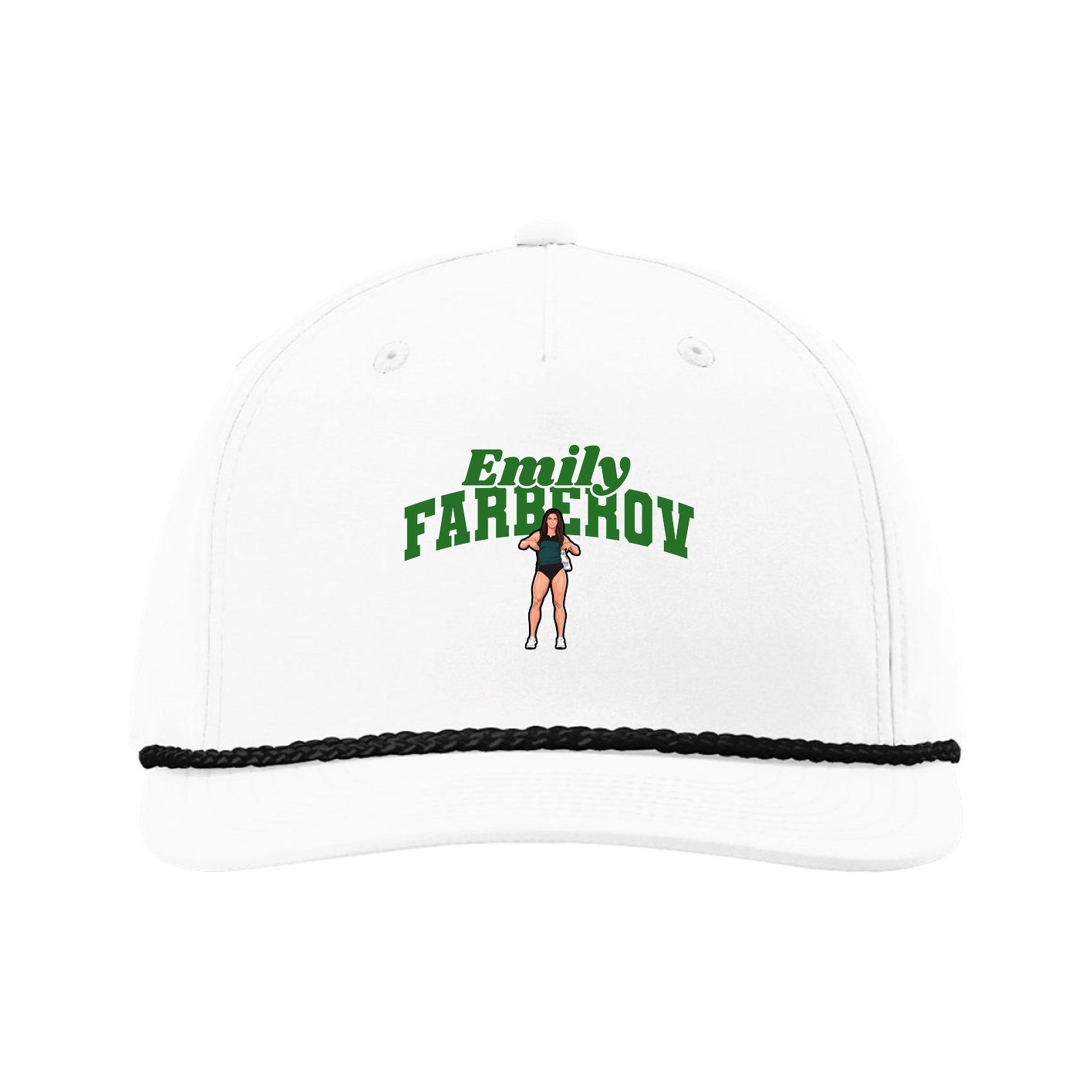 Five-Panel Classic Rope Cap — Signature Arch in White
