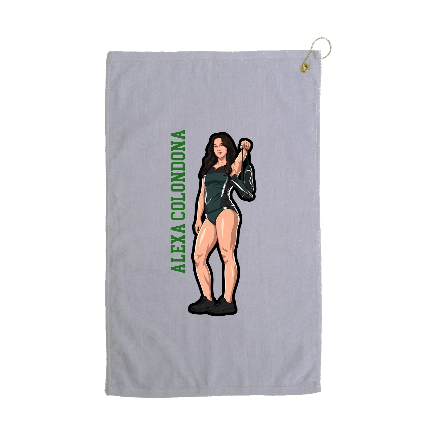 Golf Towel — Name Vertical in Grey