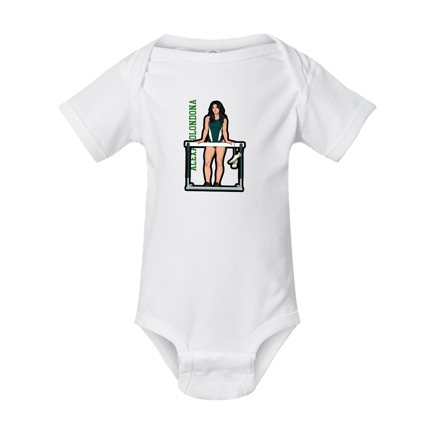 Baby Onesie — Name Vertical in White