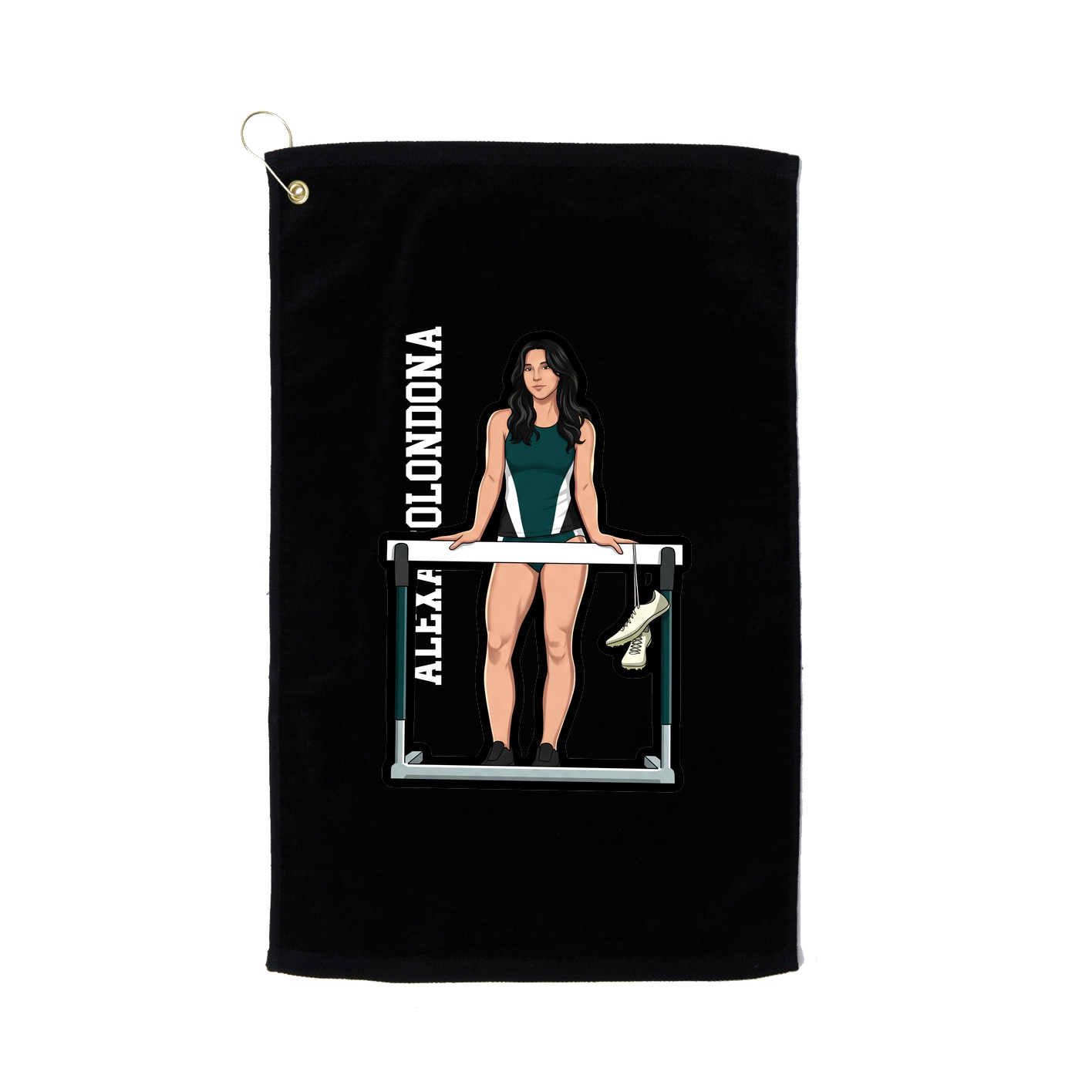 Golf Towel — Name Vertical in Black