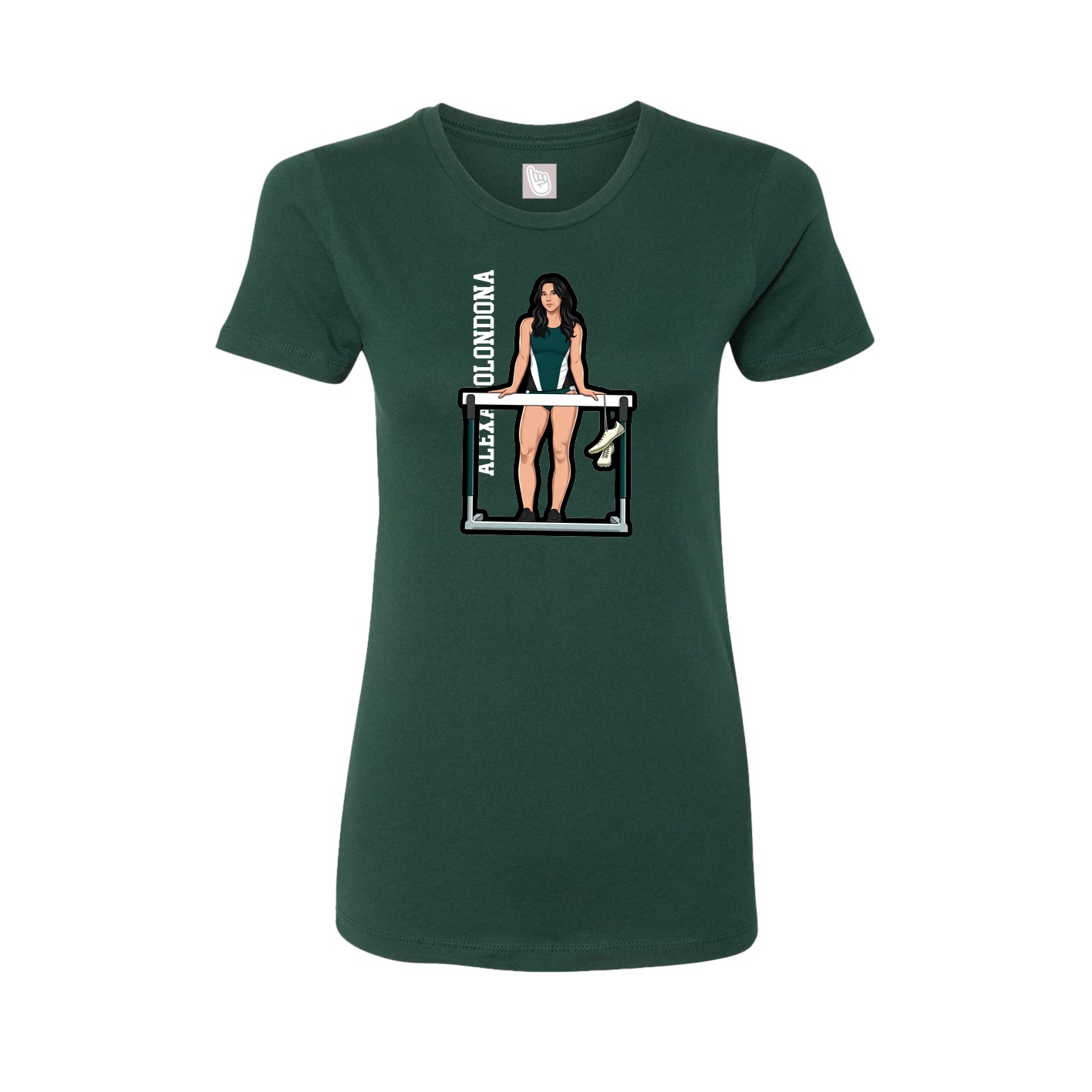 Fitted Women's Tee — Name Vertical in Green