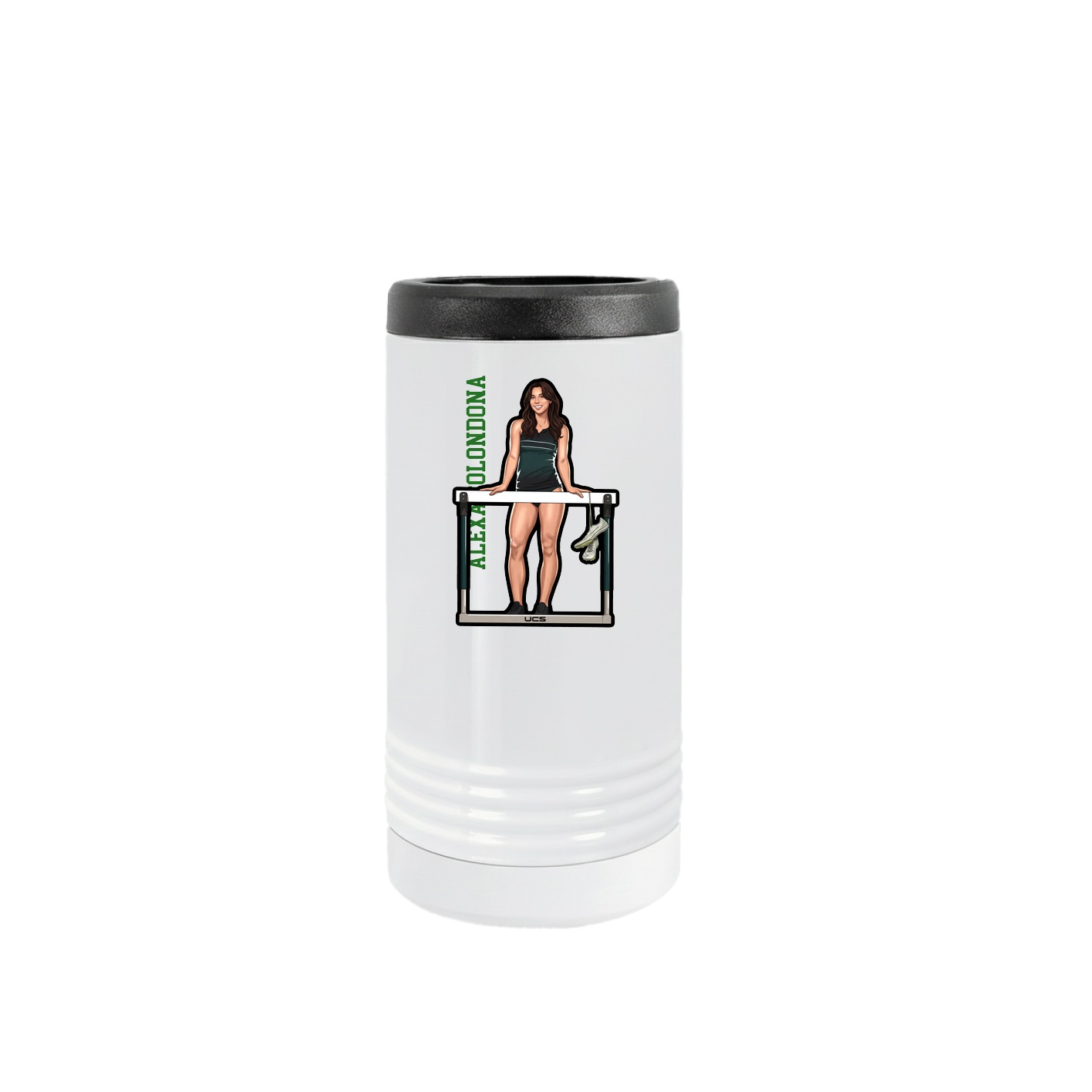 Slim Beverage Holder — Name Vertical in White