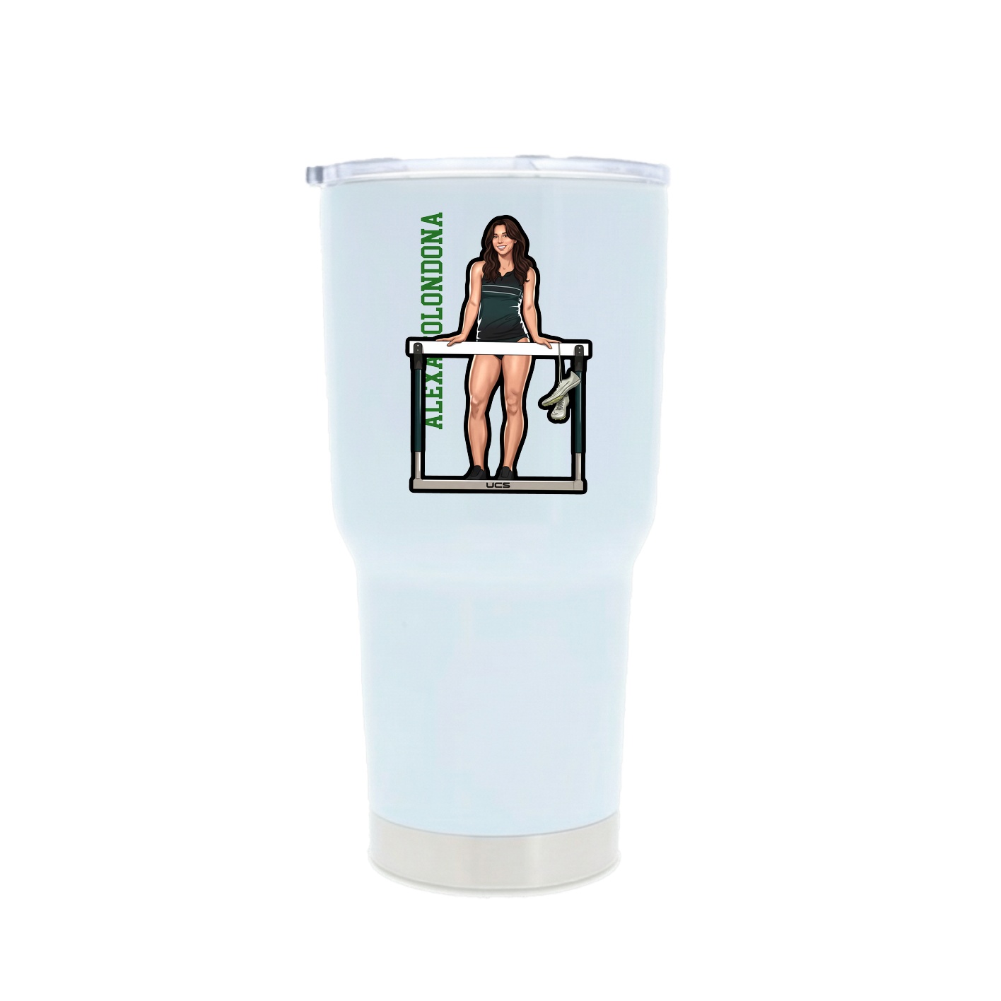 30oz Stainless Steel Tumbler — Name Vertical in White