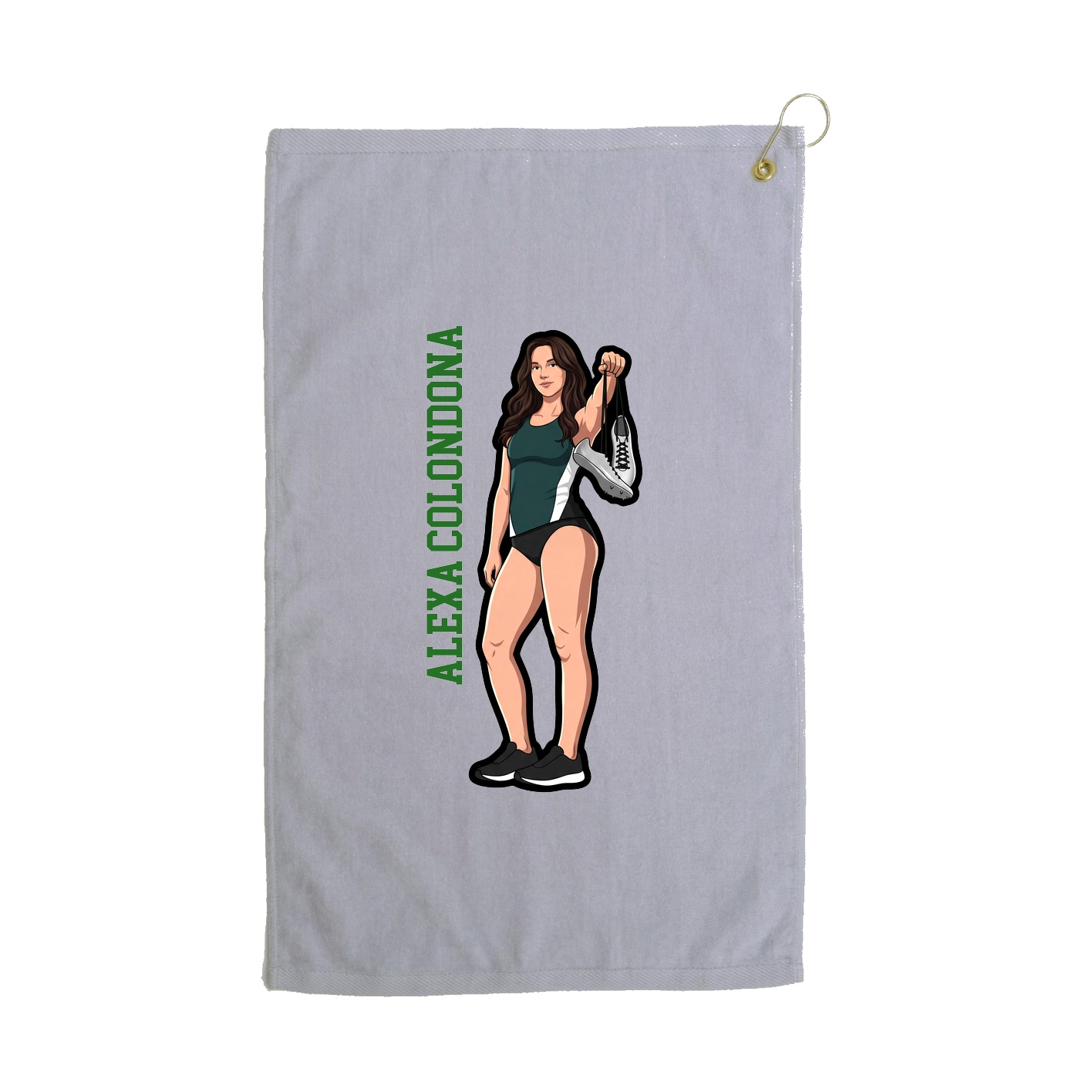 Golf Towel — Name Vertical in Grey