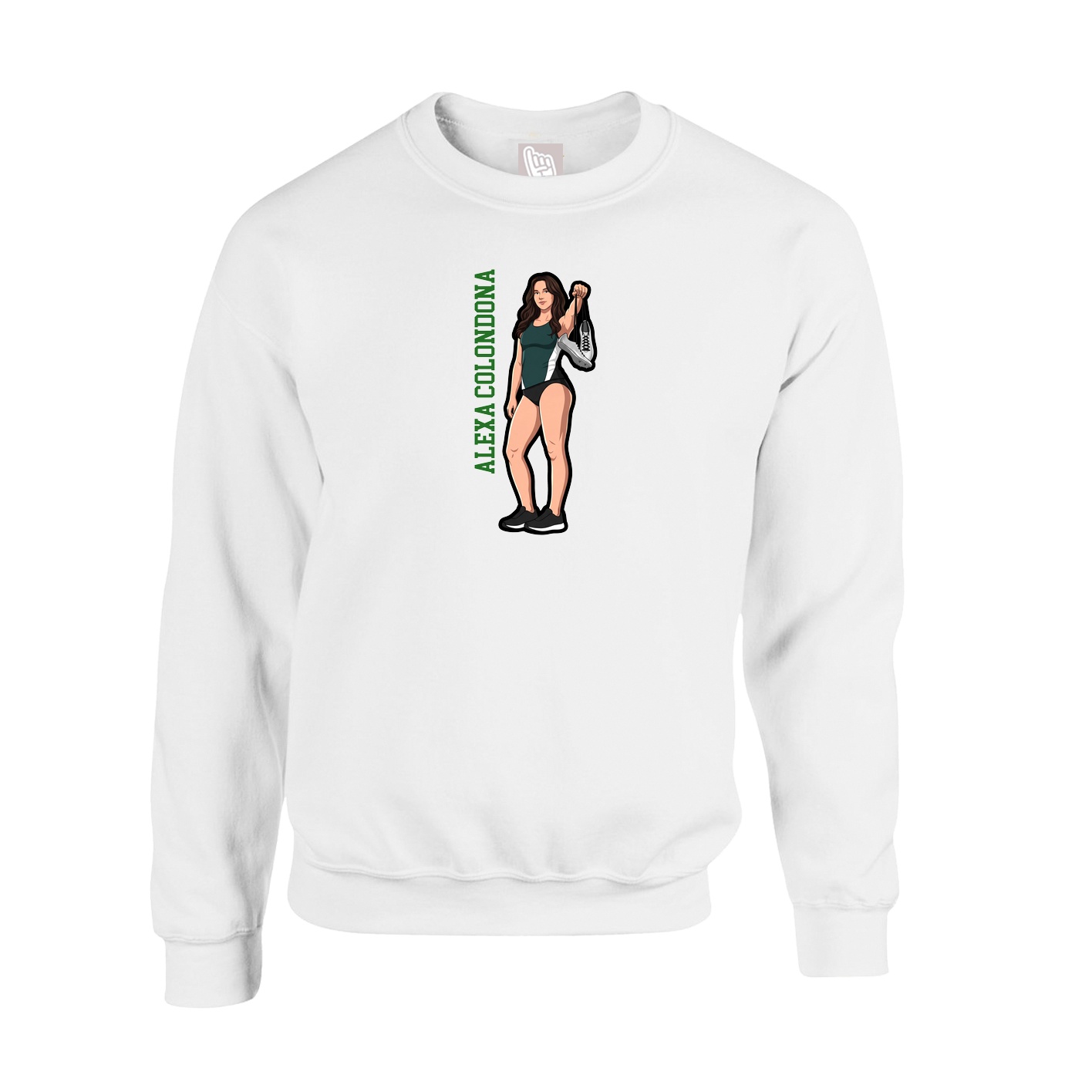 Fleece Crew — Name Vertical in White