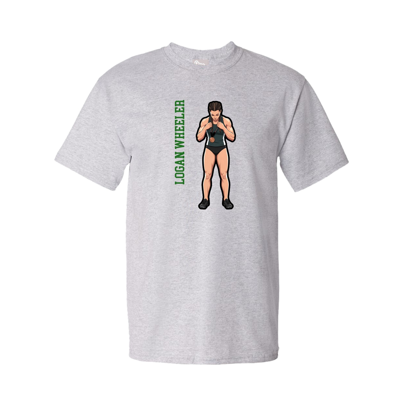 Youth Tee — Name Vertical in Grey