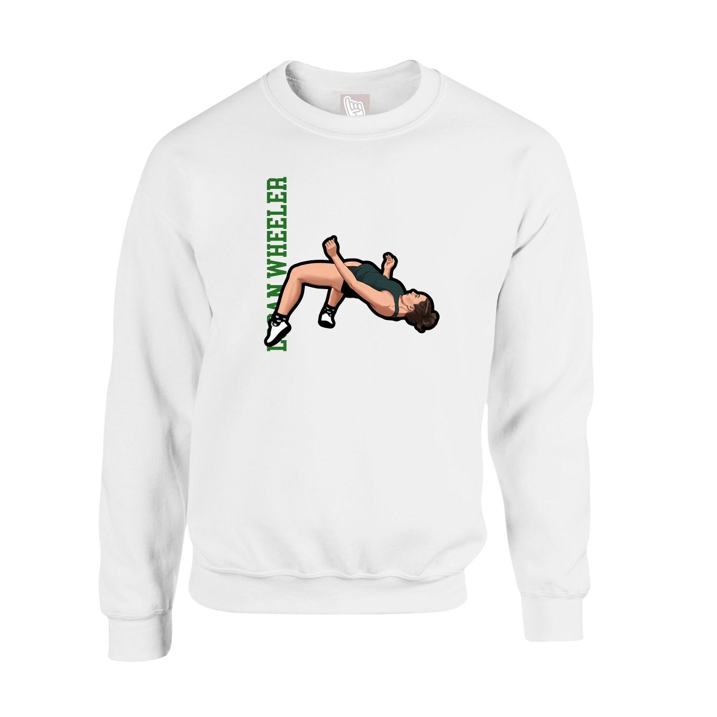 Fleece Crew — Name Vertical in White