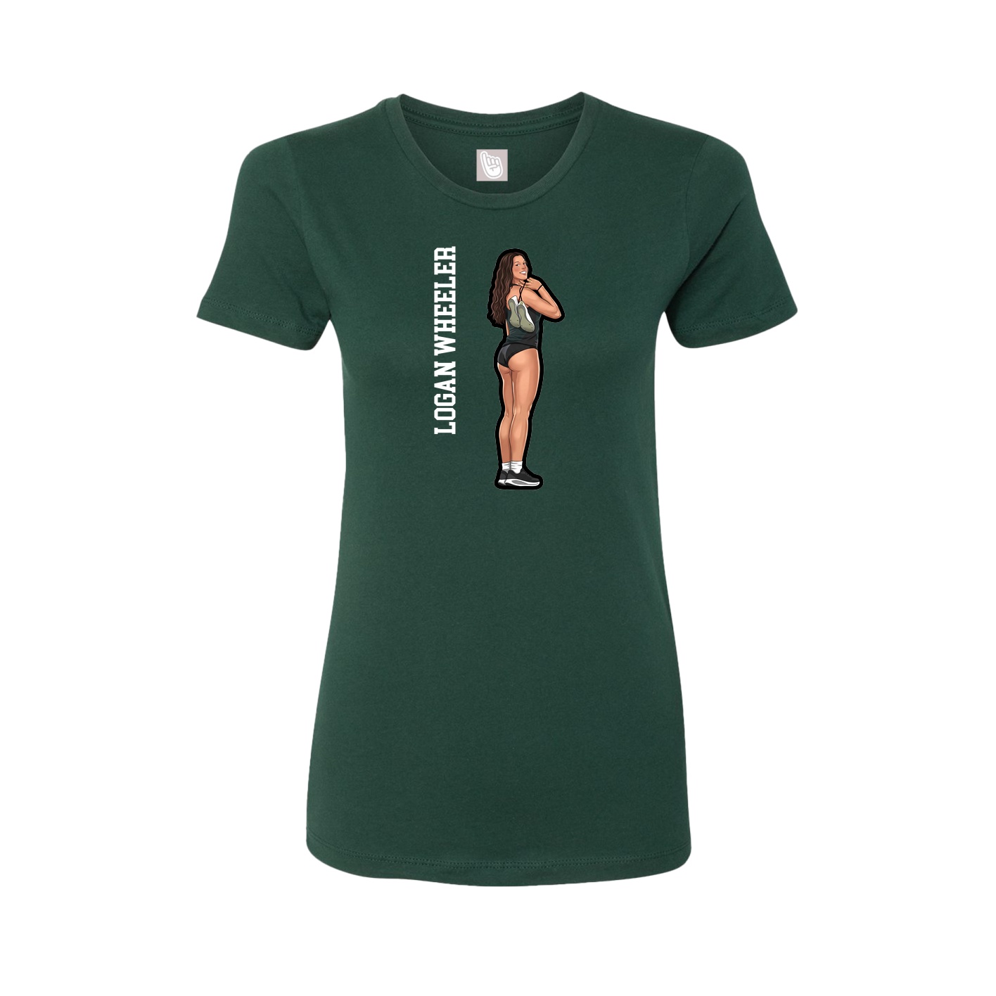 Fitted Women's Tee — Name Vertical in Green