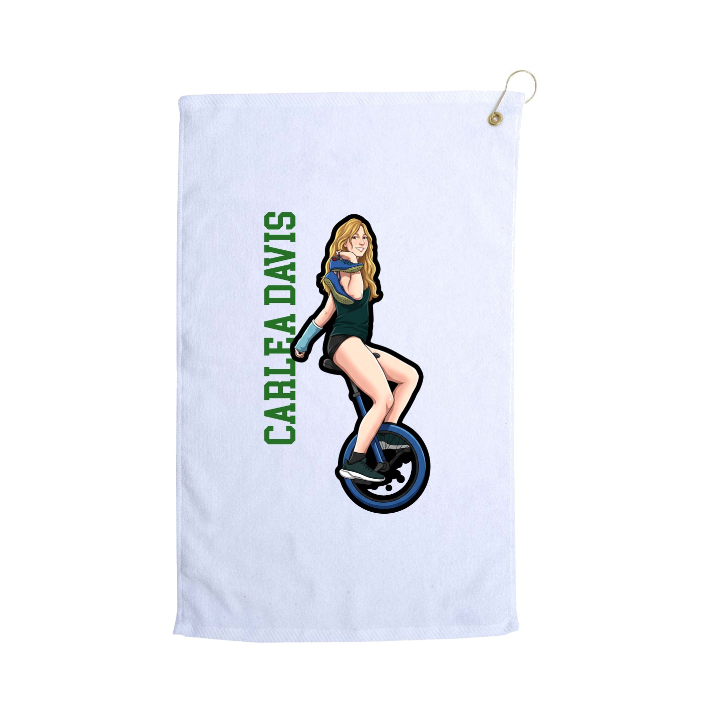 Golf Towel — Name Vertical in White