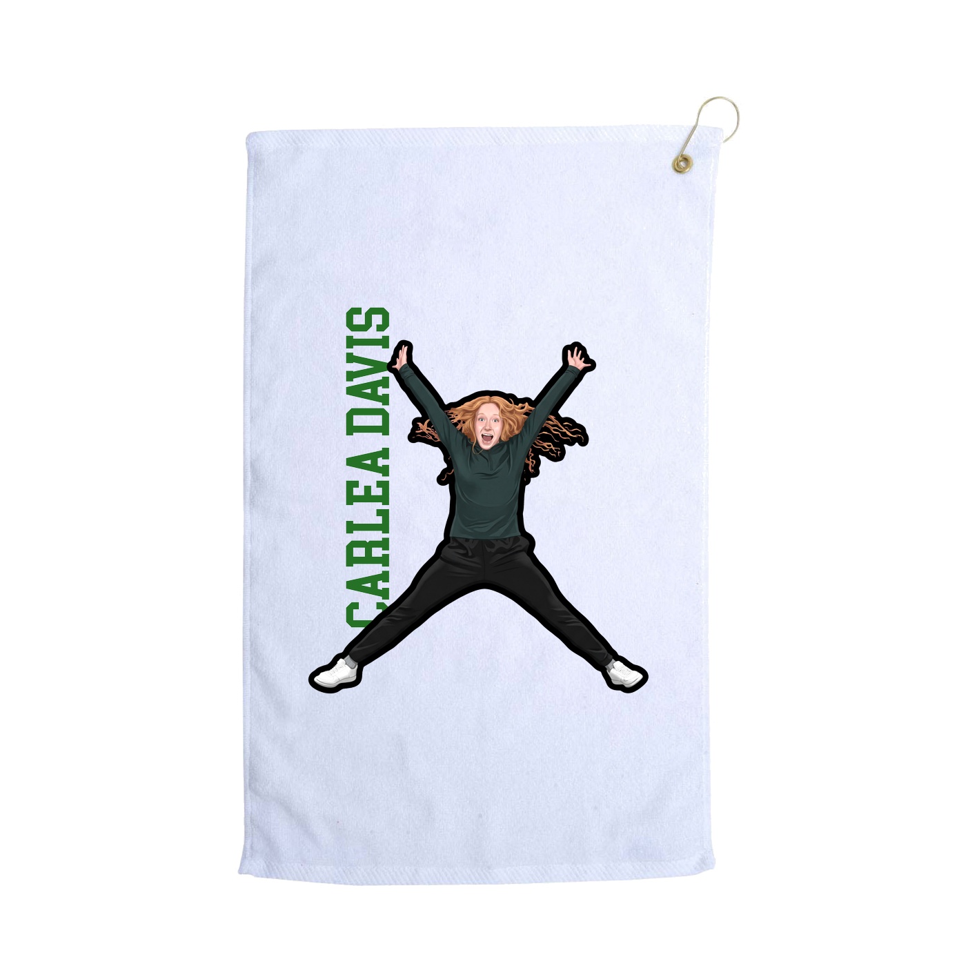 Golf Towel — Name Vertical in White