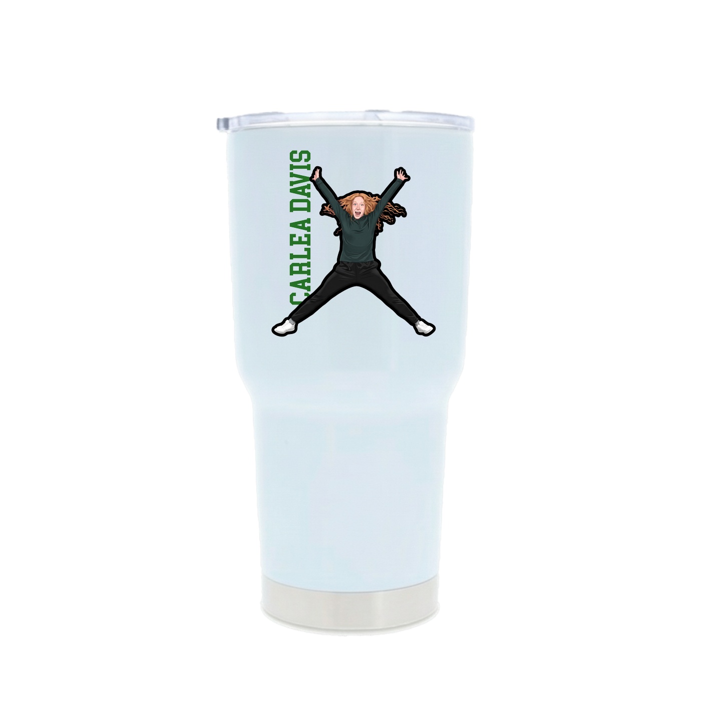 30oz Stainless Steel Tumbler — Name Vertical in White