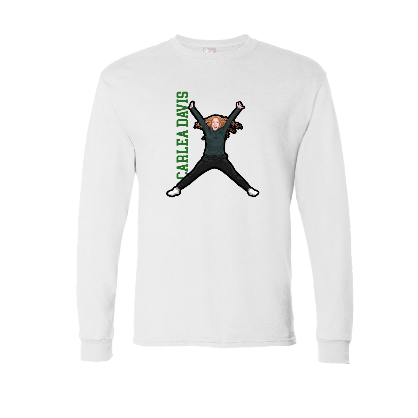 Long Sleeve Tee — Name Vertical in White