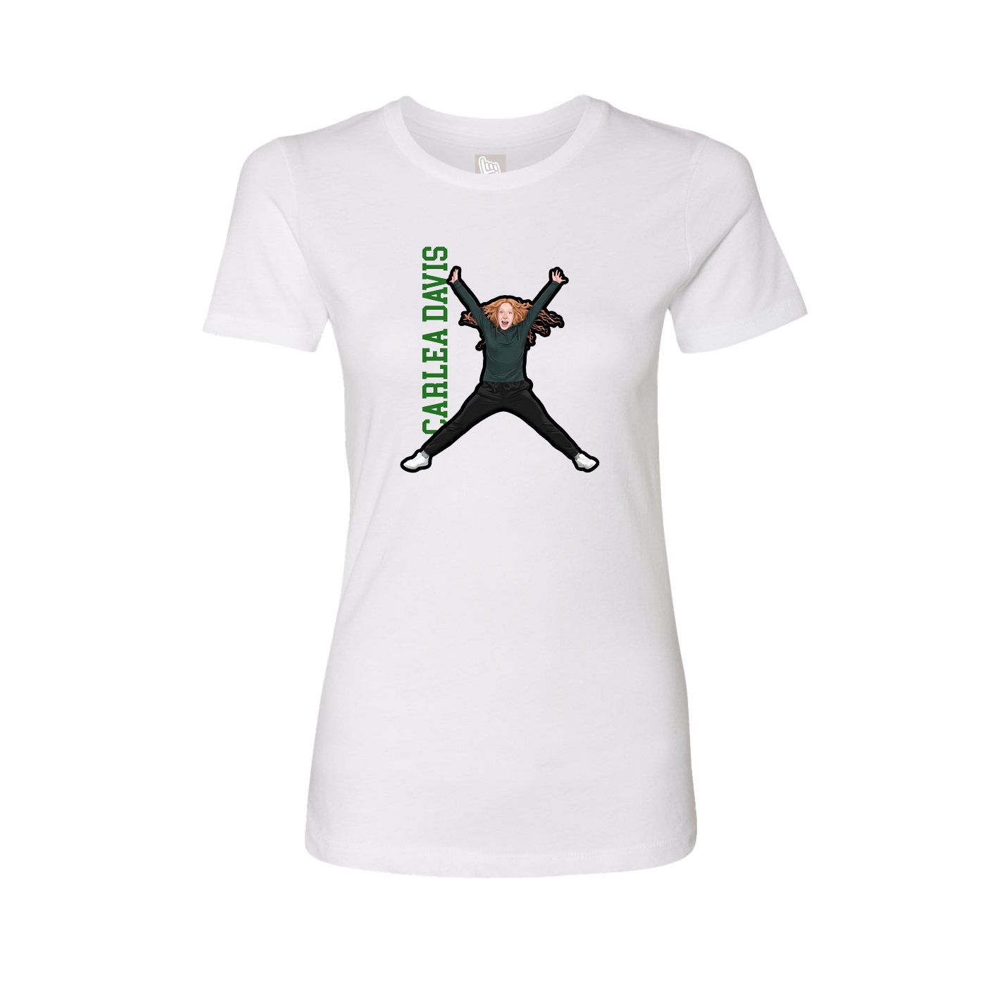 Fitted Women's Tee — Name Vertical in White