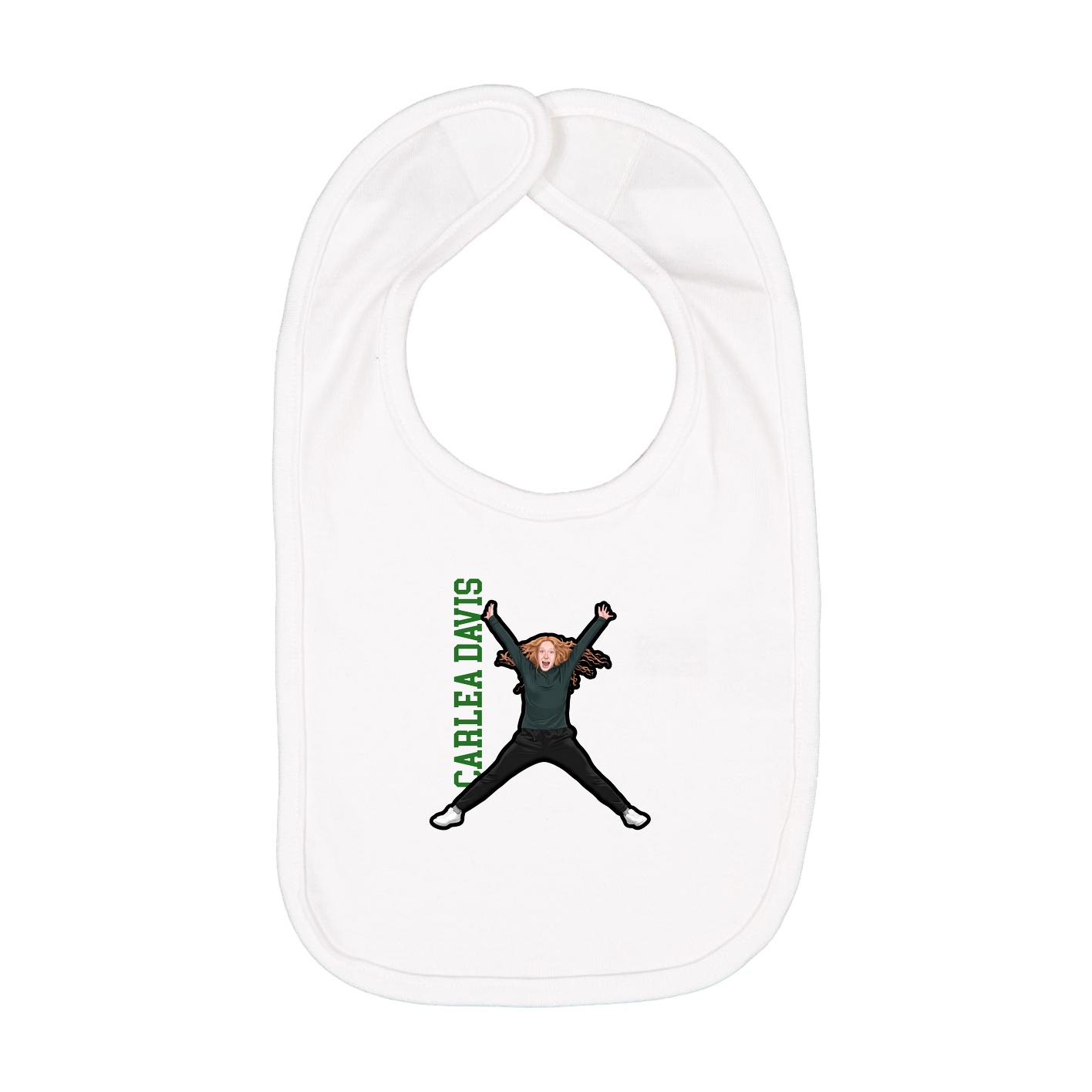 Infant Bib — Name Vertical in White