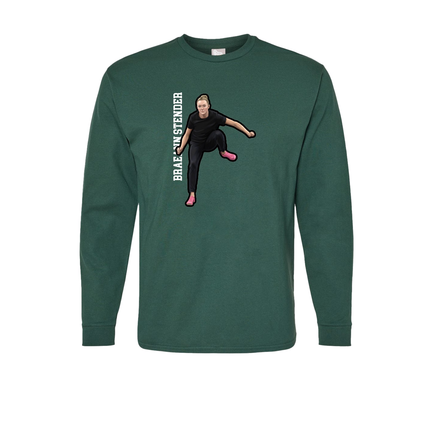 Long Sleeve Tee — Name Vertical in Green