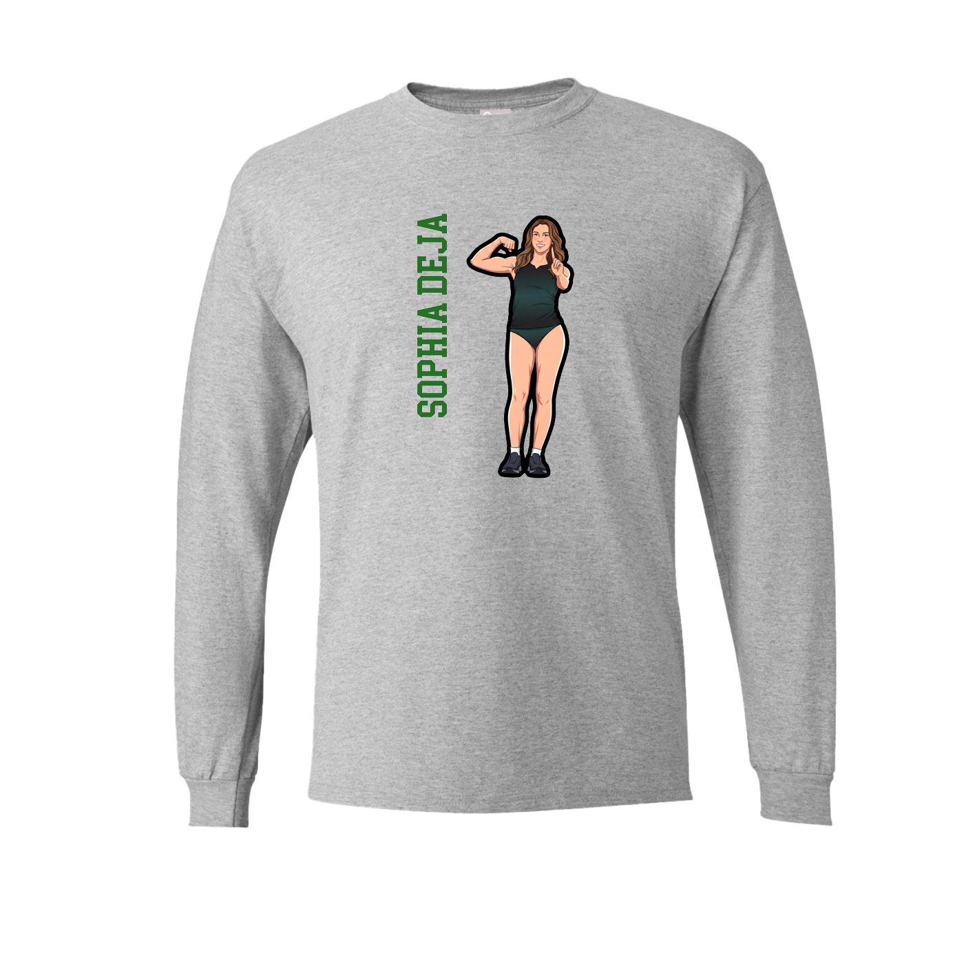 Long Sleeve Tee — Name Vertical in Grey