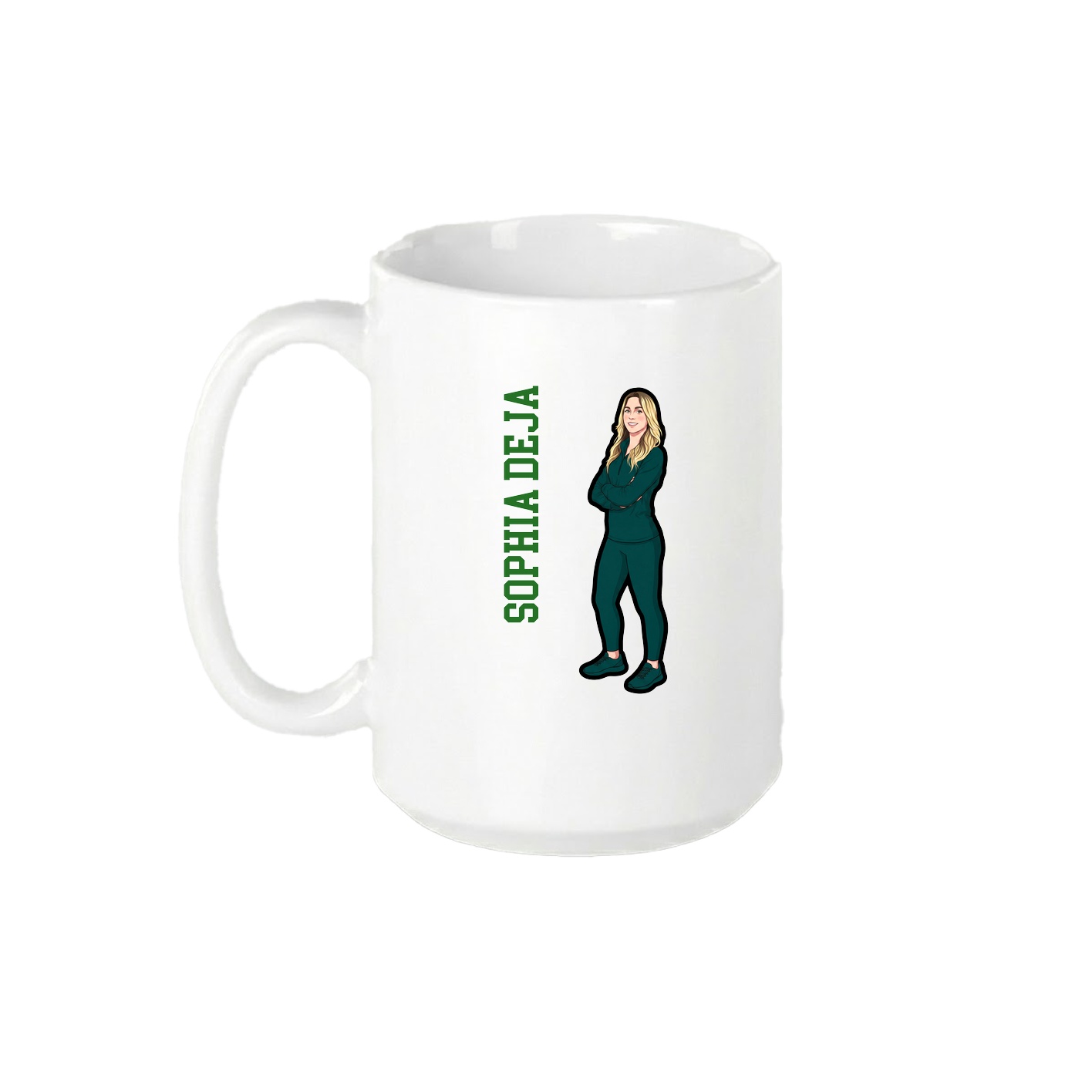 15oz Coffee Mug — Name Vertical in White
