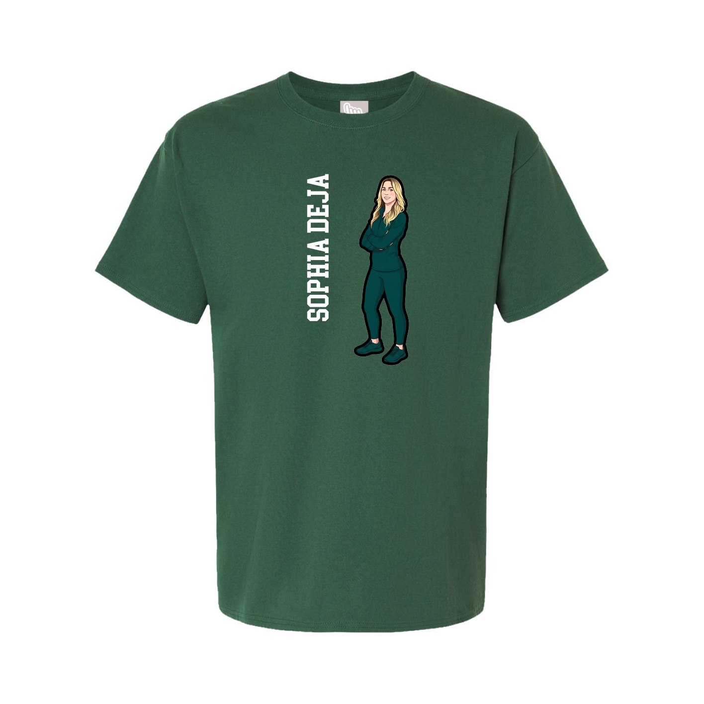 Youth Tee — Name Vertical in Green