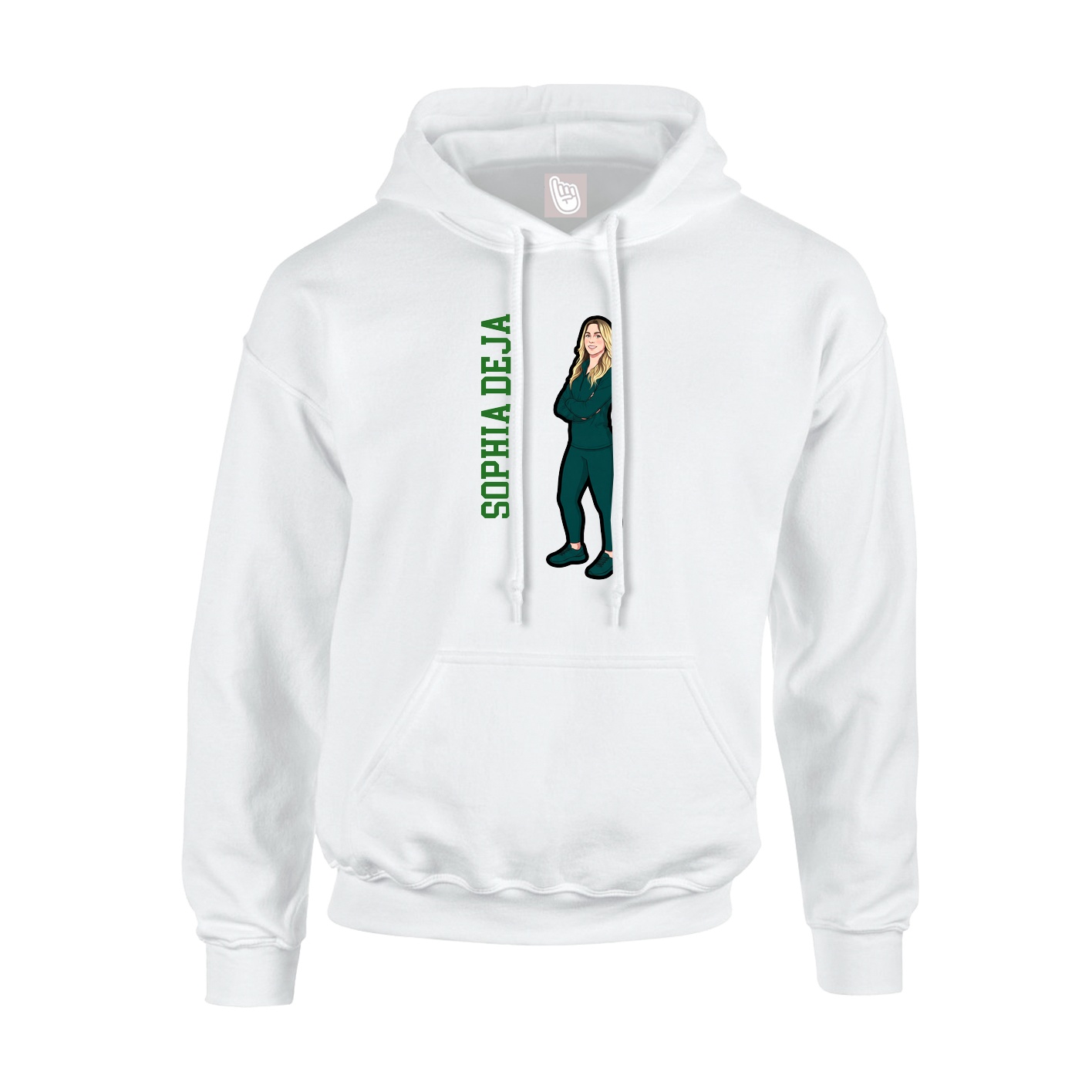 Youth Hoodie — Name Vertical in White