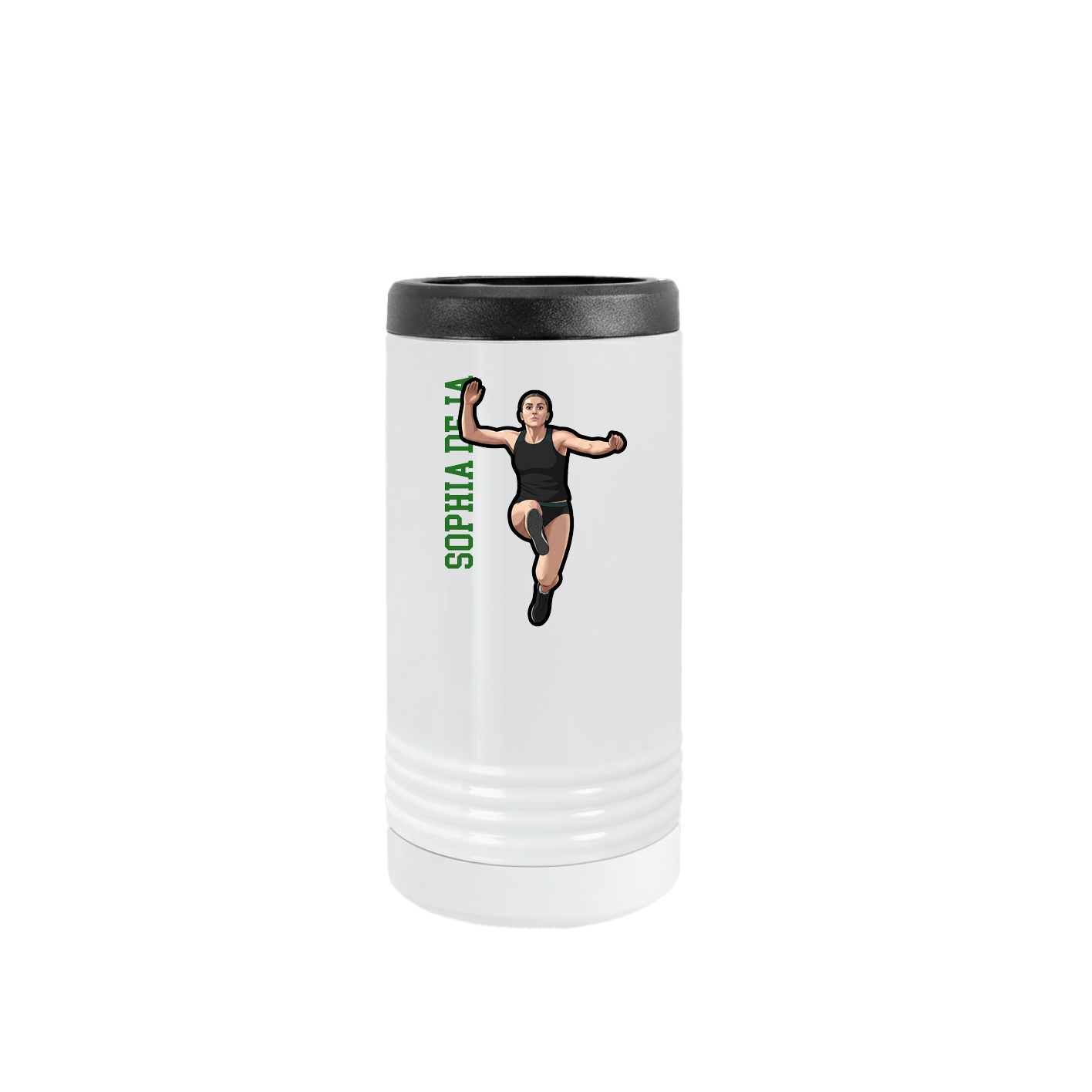 Slim Beverage Holder — Name Vertical in White