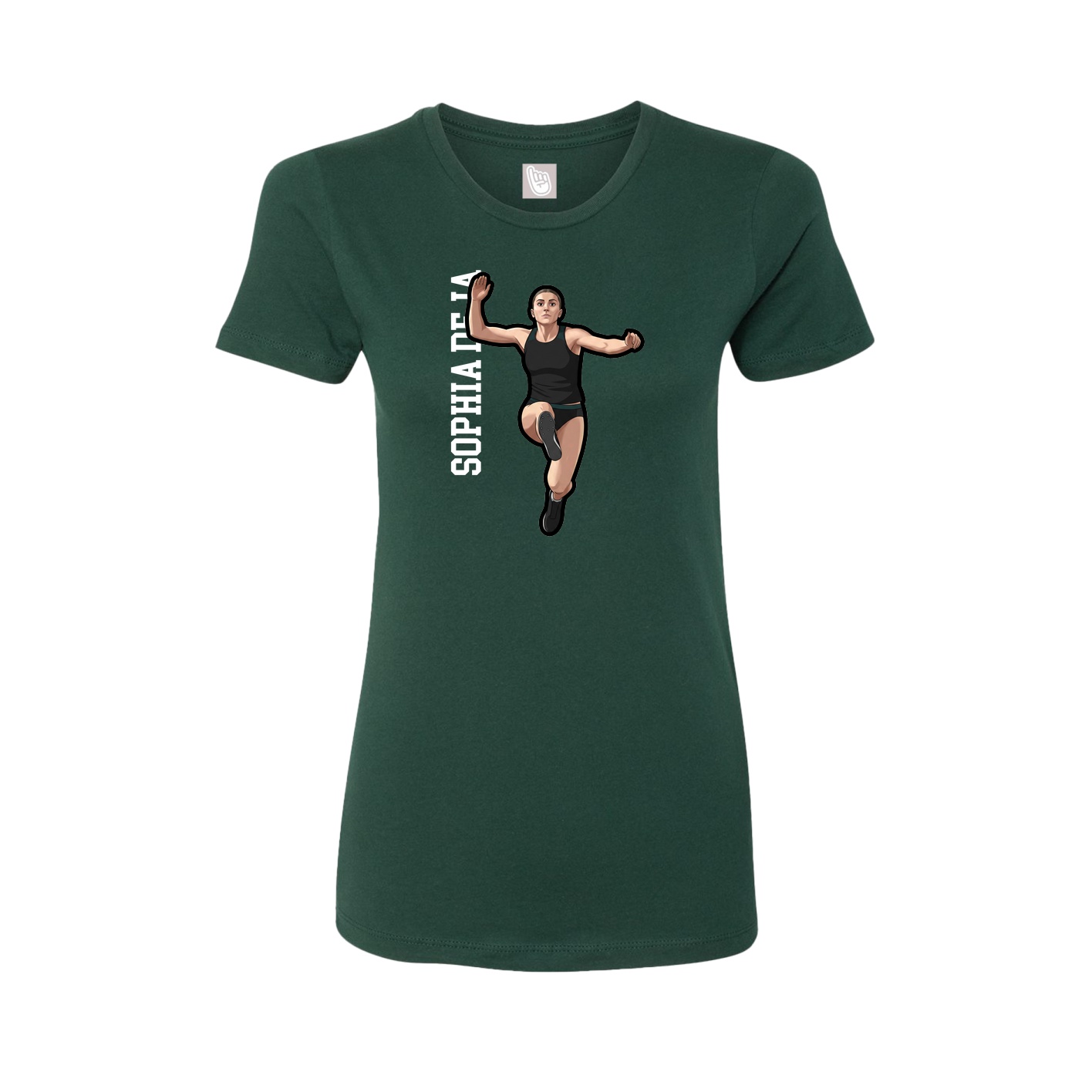 Womens Tee — Name Vertical in Green