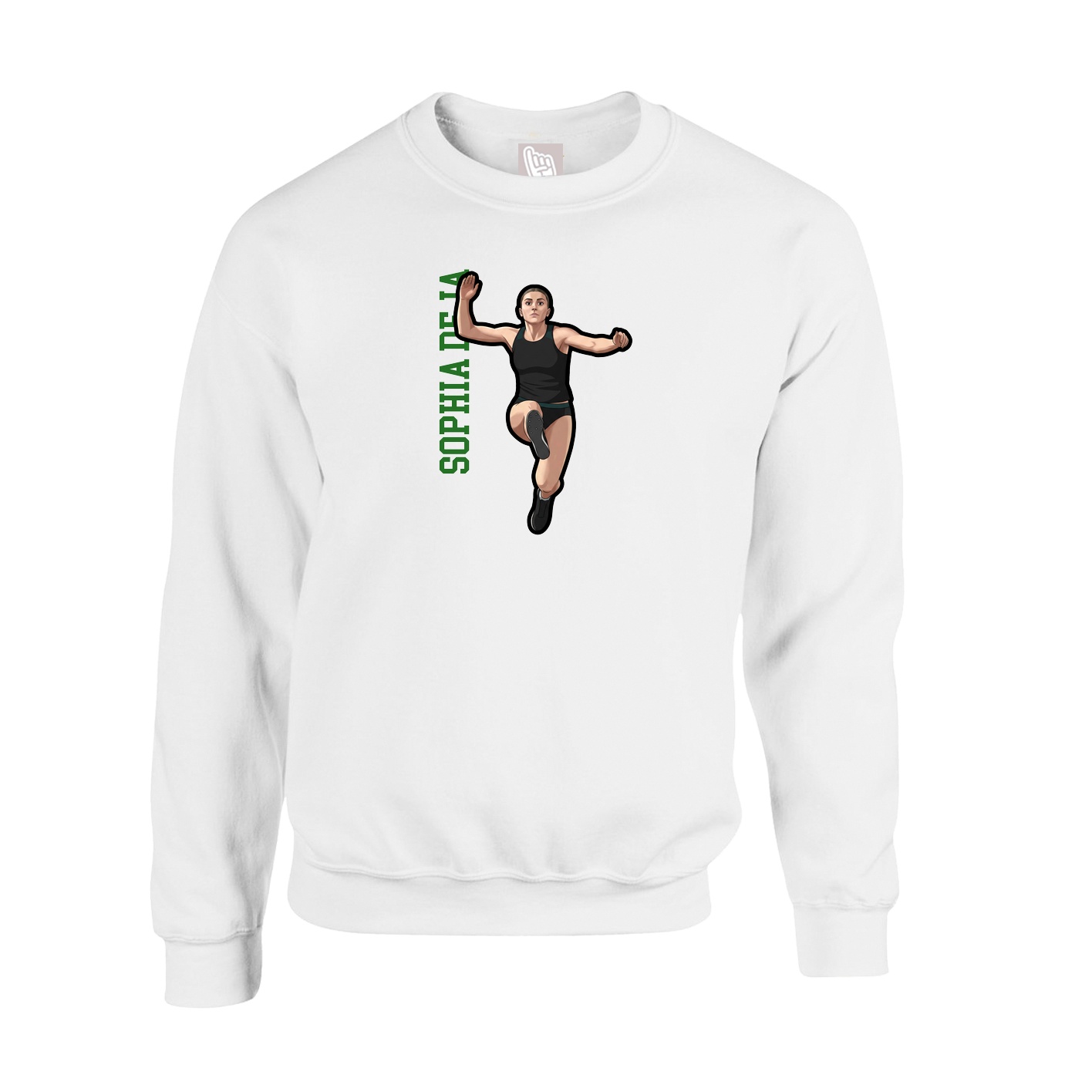 Fleece Crew — Name Vertical in White