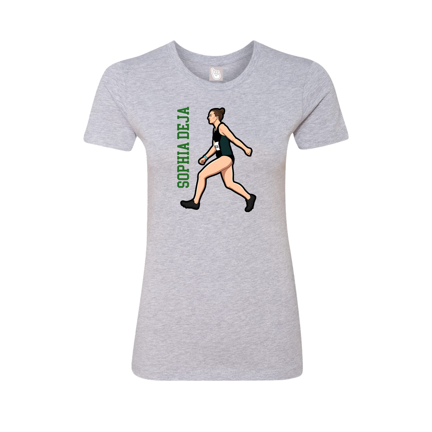 Womens Tee — Name Vertical in Grey